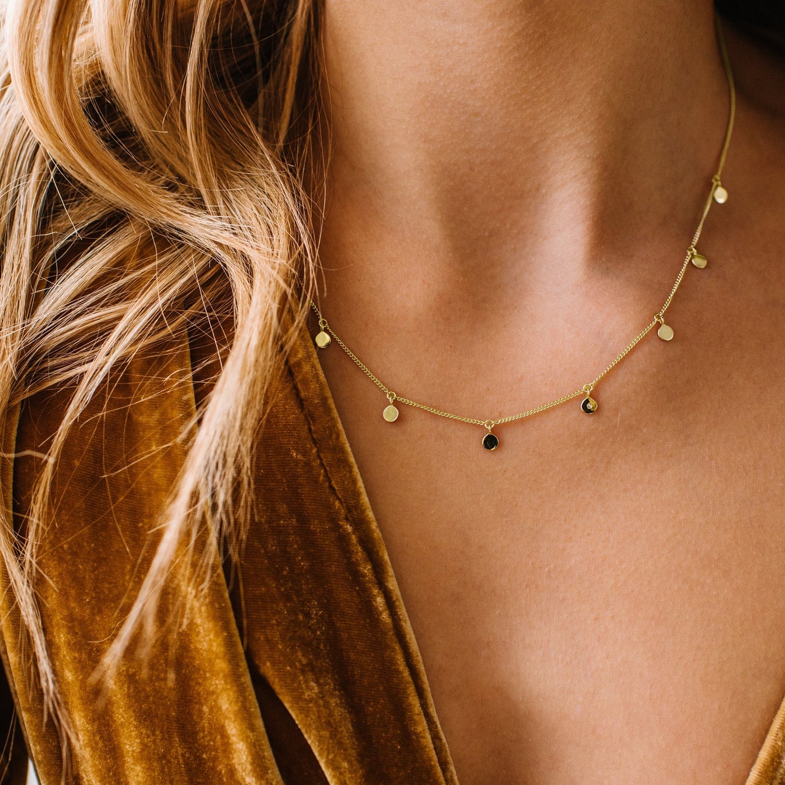 DAINTY POISE DISK NECKLACE - CUBIC ZIRCONIA & GOLD - SO PRETTY CARA COTTER