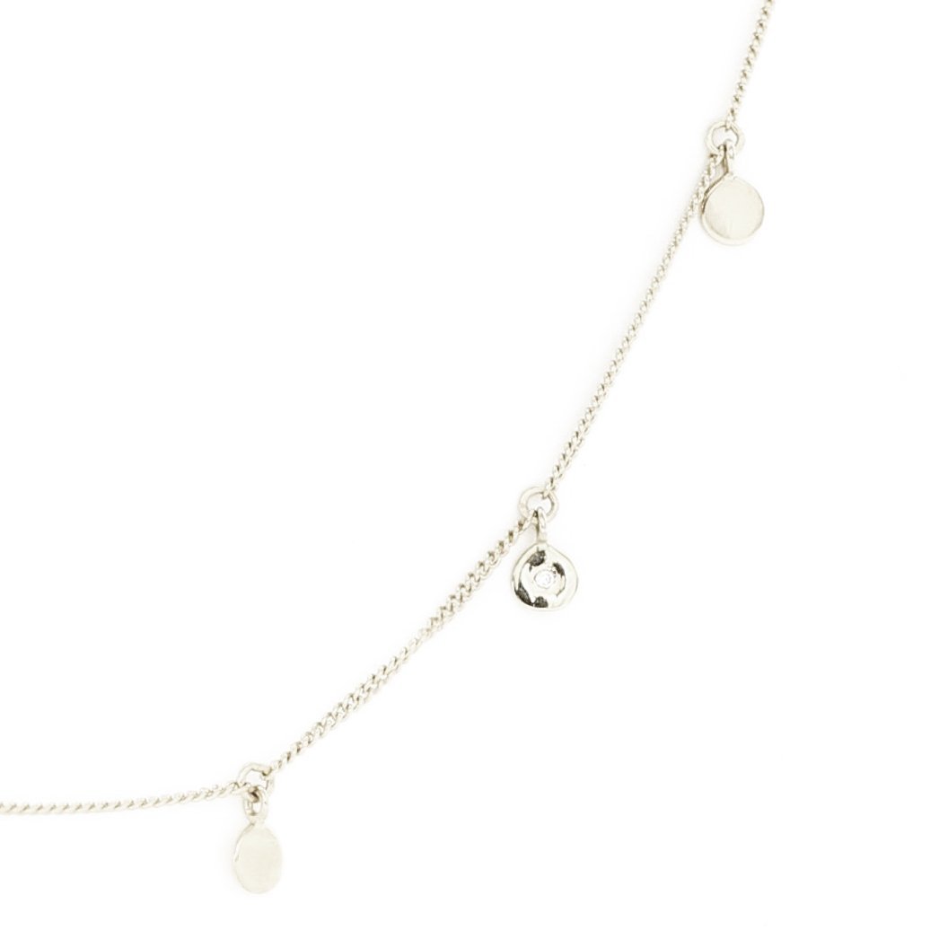 DAINTY POISE DISK NECKLACE - CUBIC ZIRCONIA &amp; SILVER - SO PRETTY CARA COTTER