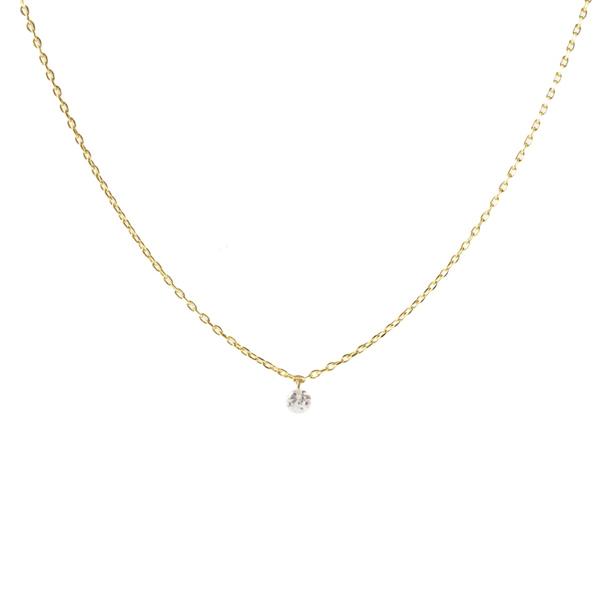 DAINTY RADIANT SOLITAIRE NECKLACE - CUBIC ZIRCONIA & GOLD - SO PRETTY CARA COTTER