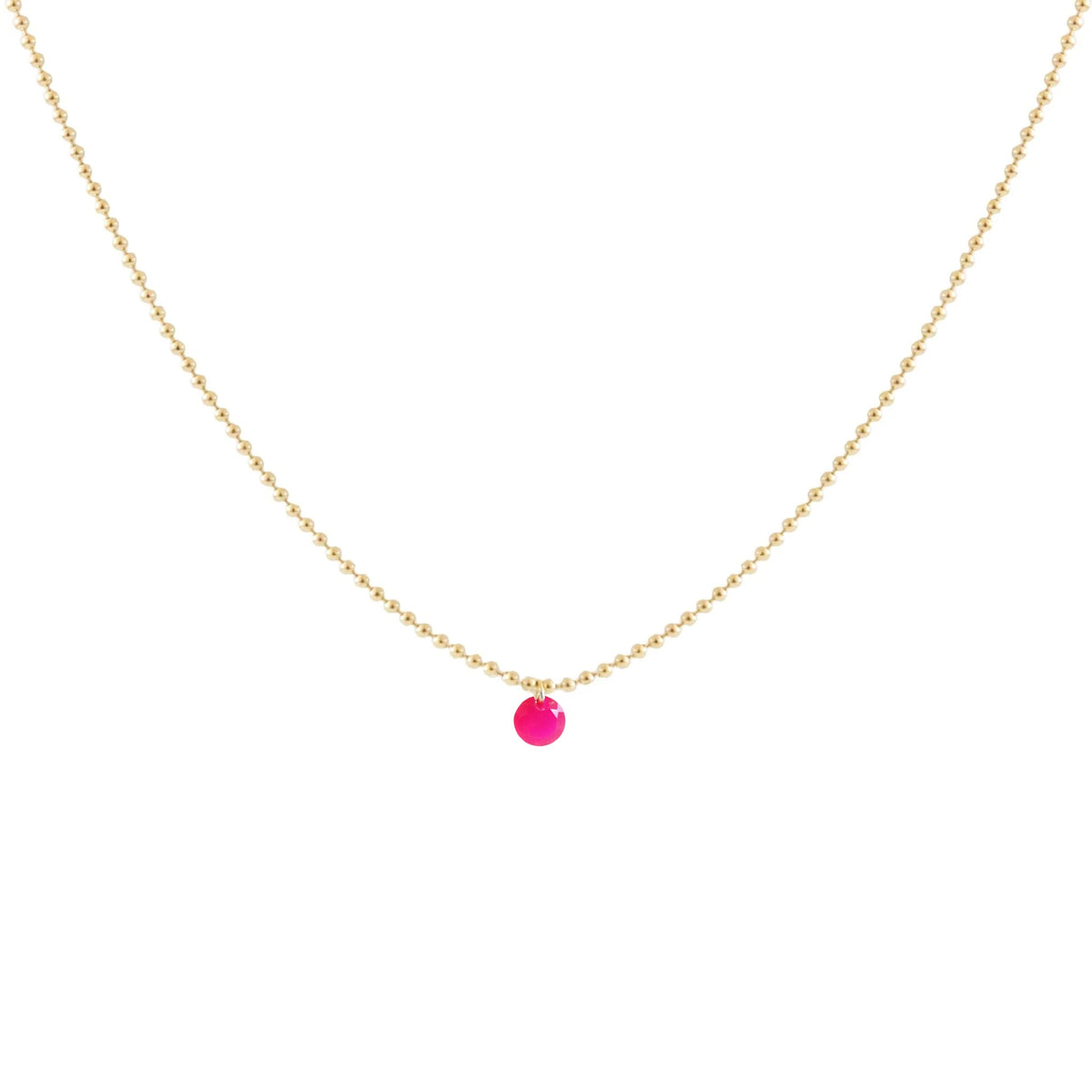 DAINTY RADIANT SOLITAIRE NECKLACE - HOT PINK CHALCEDONY &amp; GOLD - SO PRETTY CARA COTTER