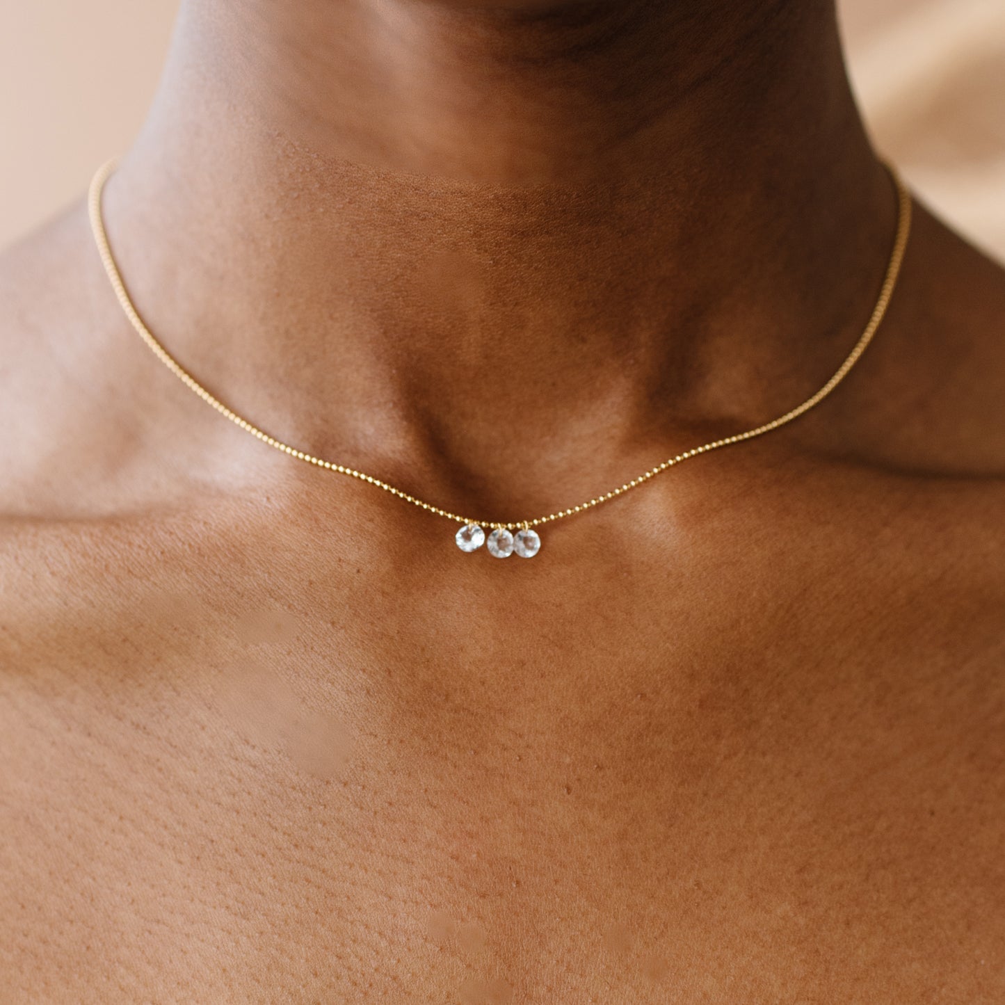 DAINTY RADIANT TRIO NECKLACE - CUBIC ZIRCONIA & GOLD - SO PRETTY CARA COTTER