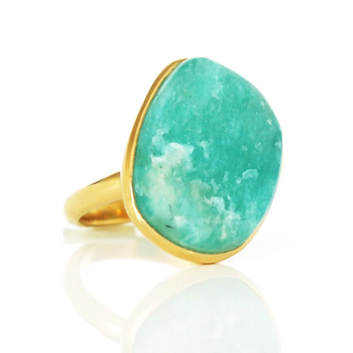DARING RING - RAW AQUA AMAZONITE &amp; GOLD - SO PRETTY CARA COTTER