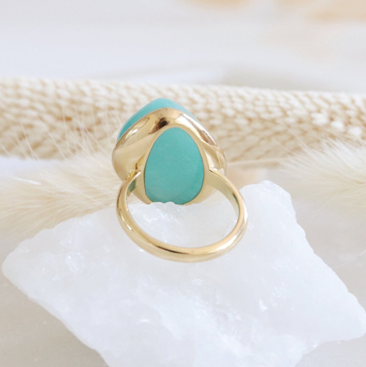DARING RING - RAW AQUA AMAZONITE &amp; GOLD - SO PRETTY CARA COTTER