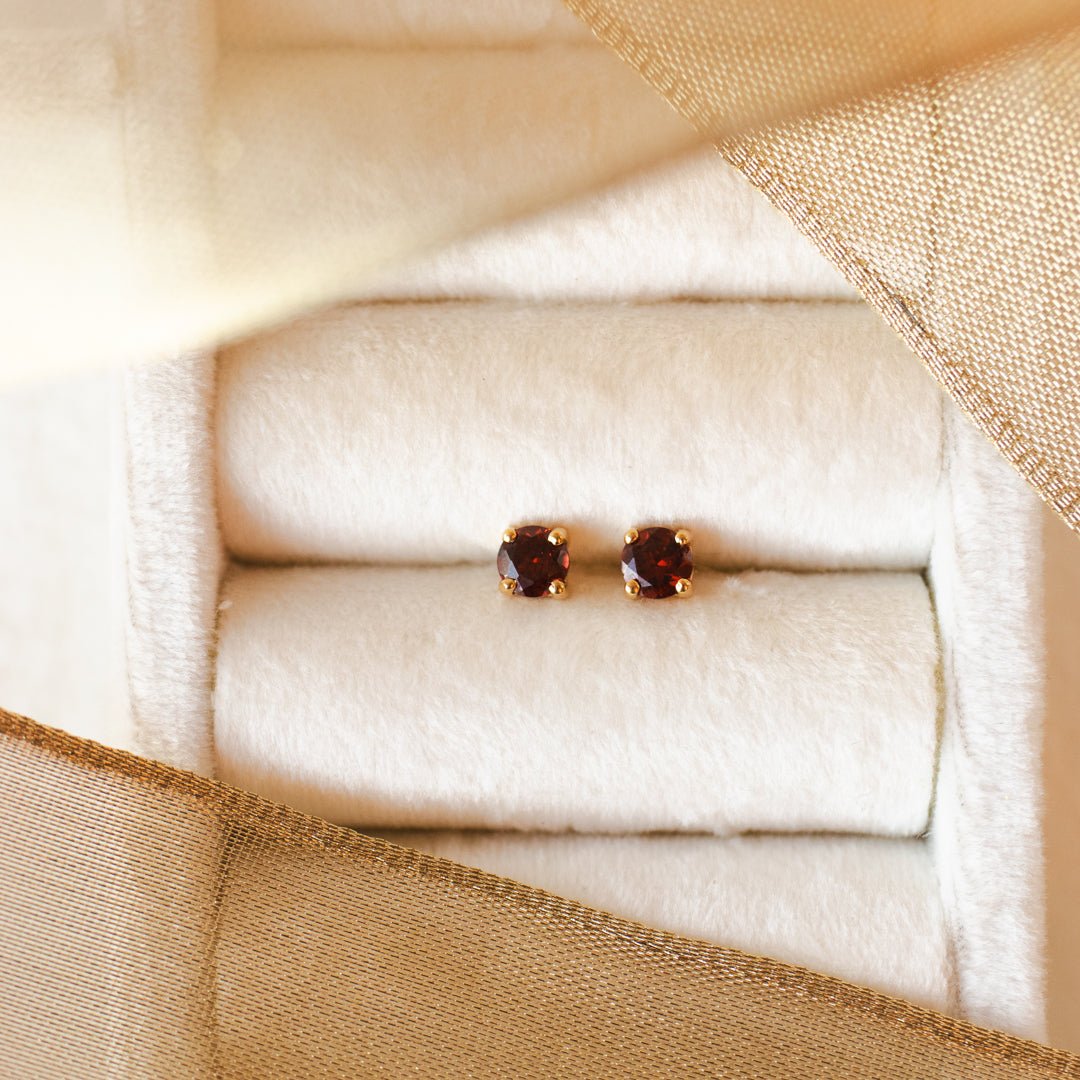 DAY 1 - LOVE SOLITAIRE STUDS - GARNET &amp; GOLD - SO PRETTY CARA COTTER