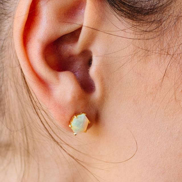 DAY 12 - Mini Honour Stud Earrings - Australian Opal &amp; Gold - SO PRETTY CARA COTTER