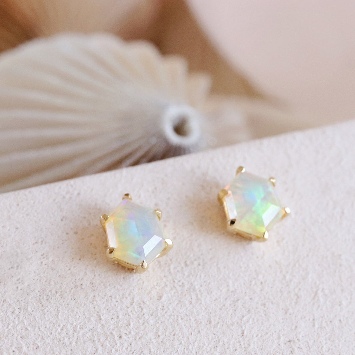 DAY 12 - Mini Honour Stud Earrings - Australian Opal &amp; Gold - SO PRETTY CARA COTTER