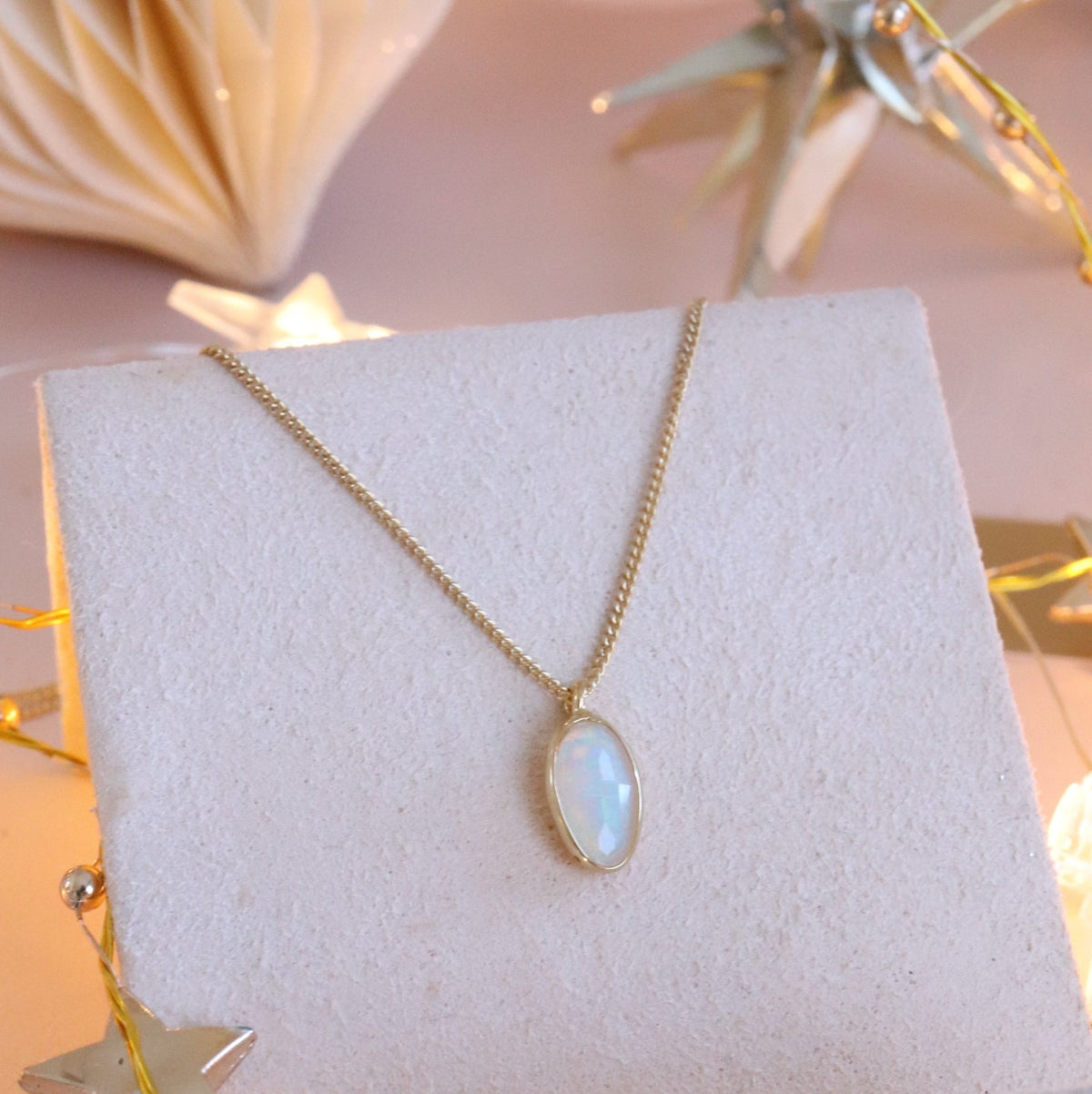 DAY 12 - TINY PROTECT OVAL PENDANT - AUSTRALIAN OPAL &amp; GOLD - SO PRETTY CARA COTTER