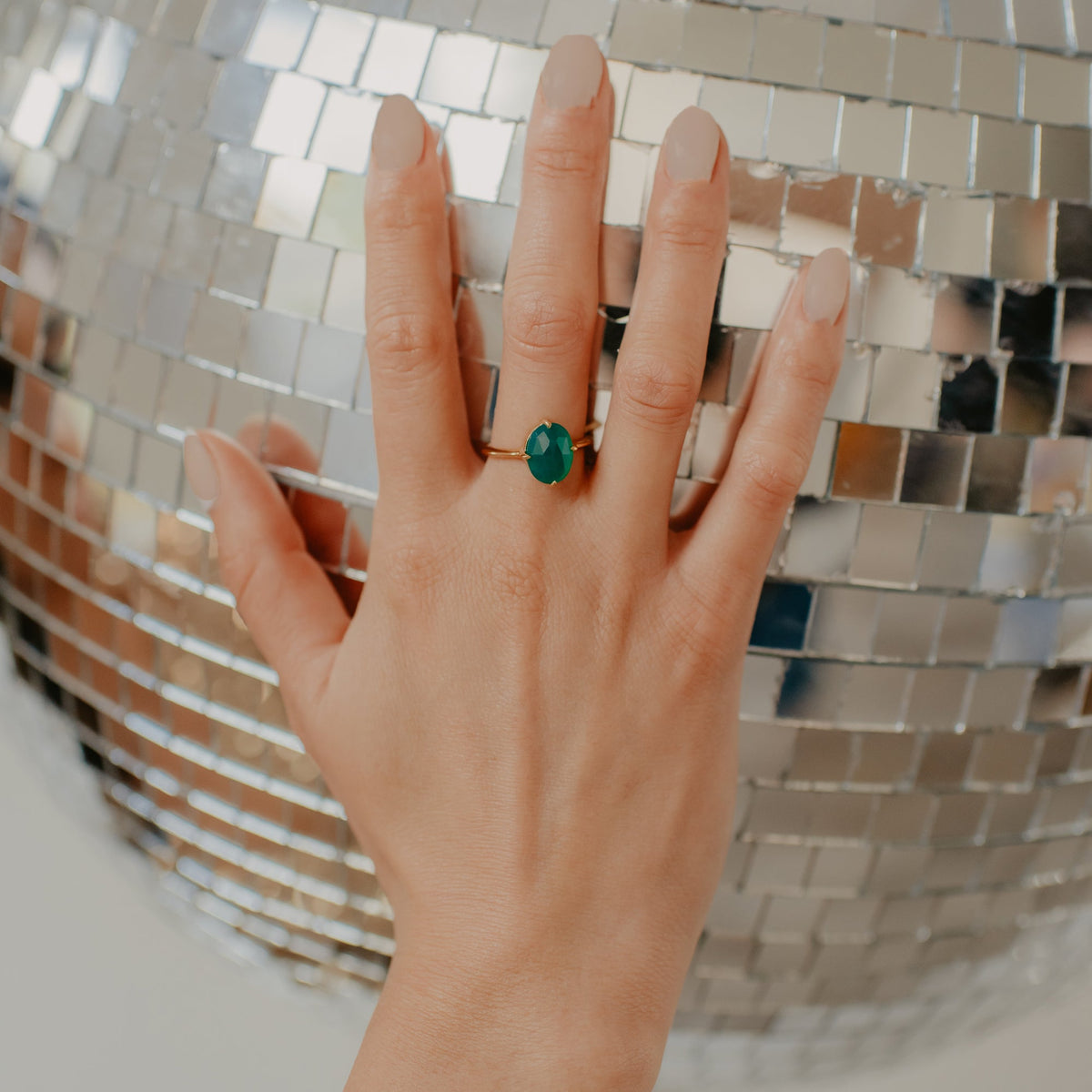 DAY 2 - KIND OVAL RING - EMERALD GREEN ONYX &amp; GOLD - SO PRETTY CARA COTTER