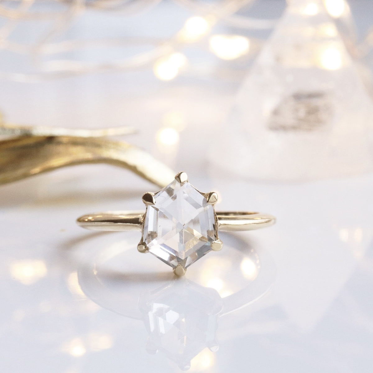 DAY 2 - MINI HONOUR SHIELD RING- WHITE TOPAZ &amp; GOLD - SO PRETTY CARA COTTER
