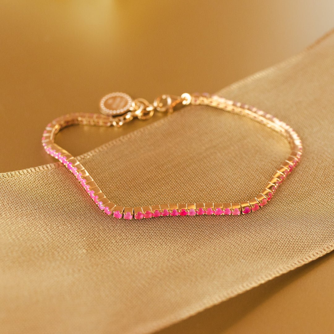 DAY 5 - LOVE TENNIS BRACELET - HOT PINK CUBIC ZIRCONIA &amp; GOLD - SO PRETTY CARA COTTER