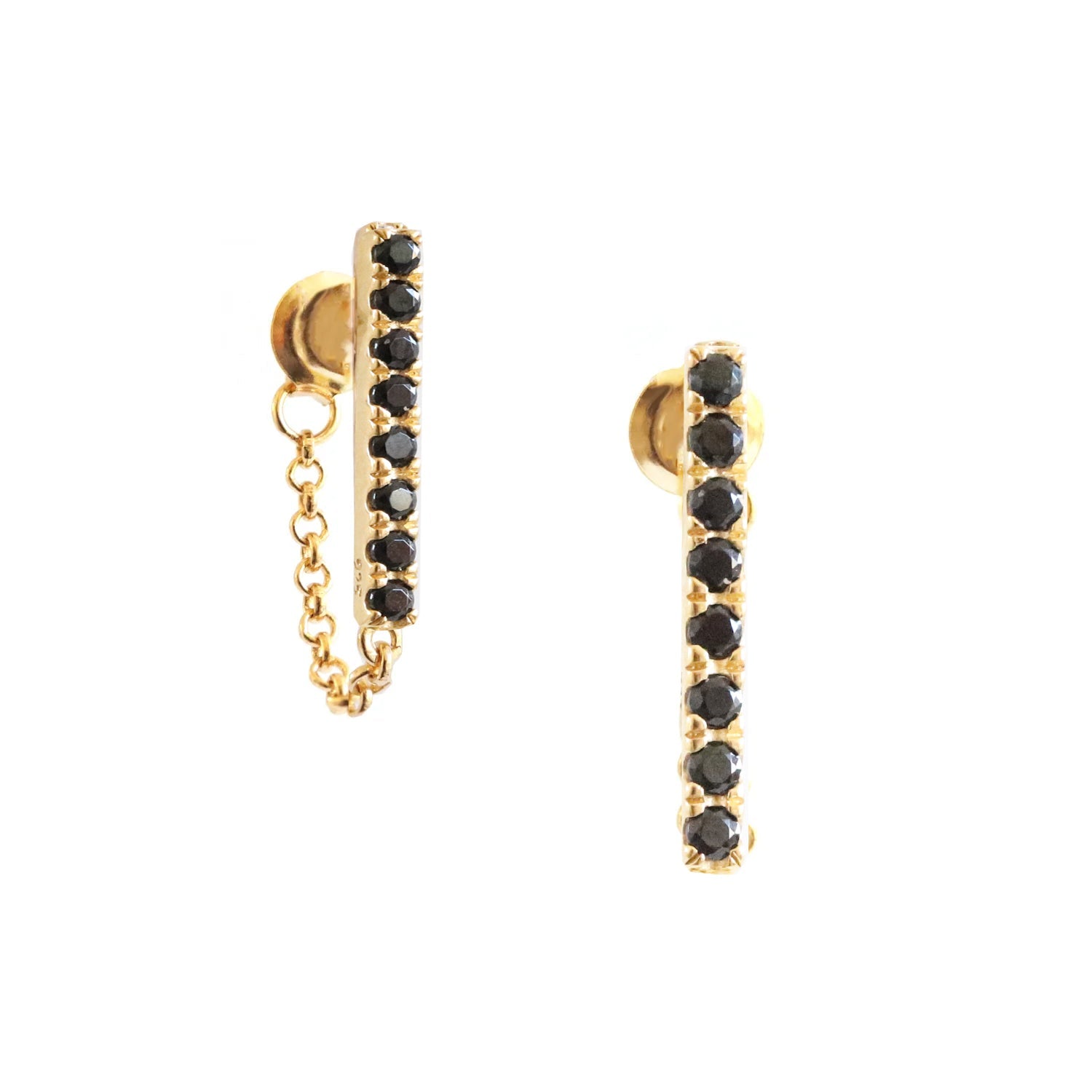 DAY 7 - LOVE BAR EARRNGS - BLACK ONYX & GOLD - SO PRETTY CARA COTTER