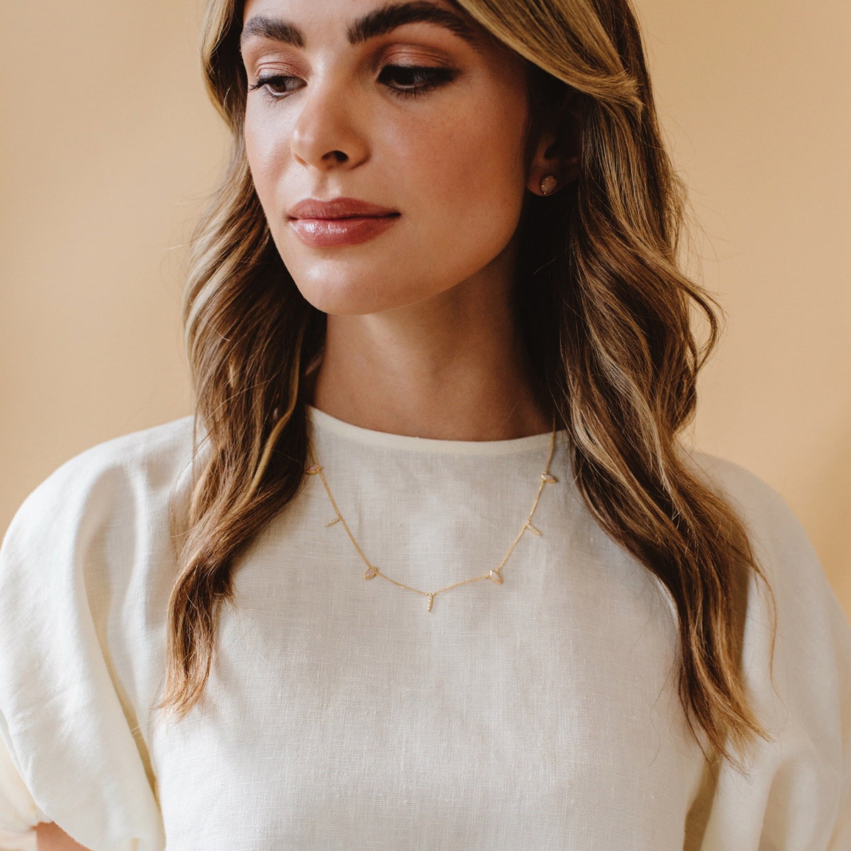 DREAM STARDUST PINK OPAL, CUBIC ZIRCONIA &amp; GOLD SHORT NECKLACE - SO PRETTY CARA COTTER