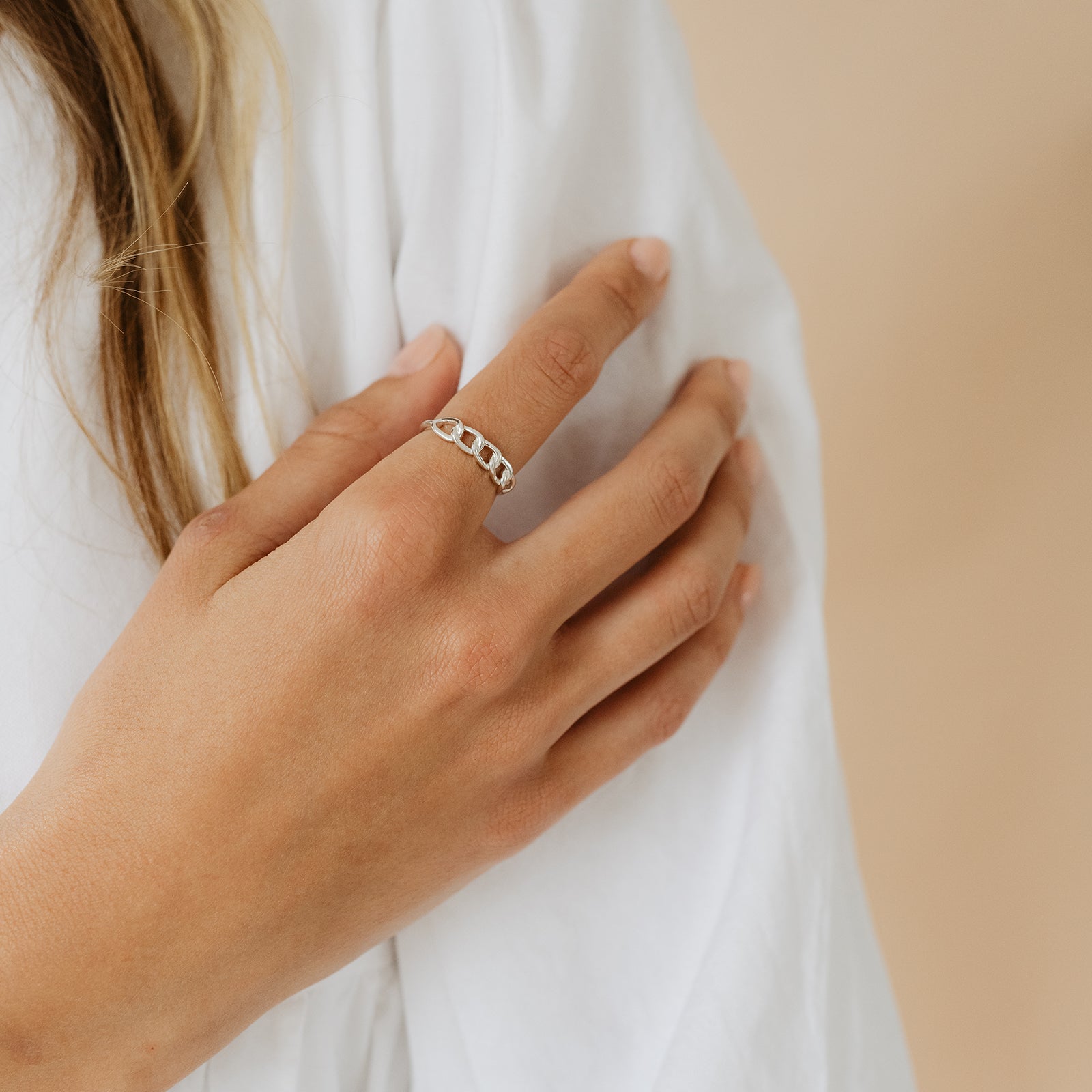 FEARLESS CABLE LINK RING - SILVER - SO PRETTY CARA COTTER