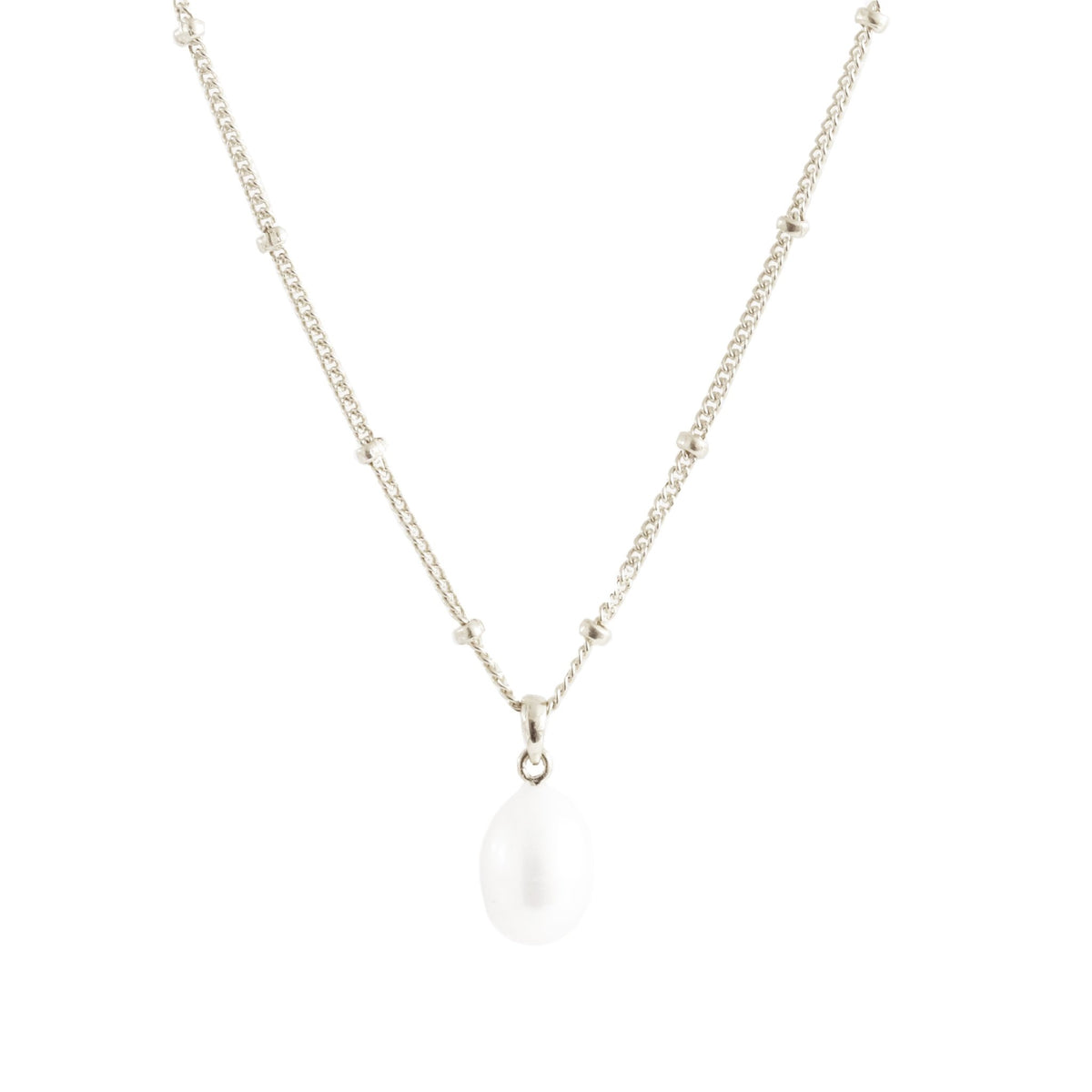 FRAICHE INSPIRE BAROQUE PENDANT NECKLACE - PEARL &amp; SILVER - SO PRETTY CARA COTTER