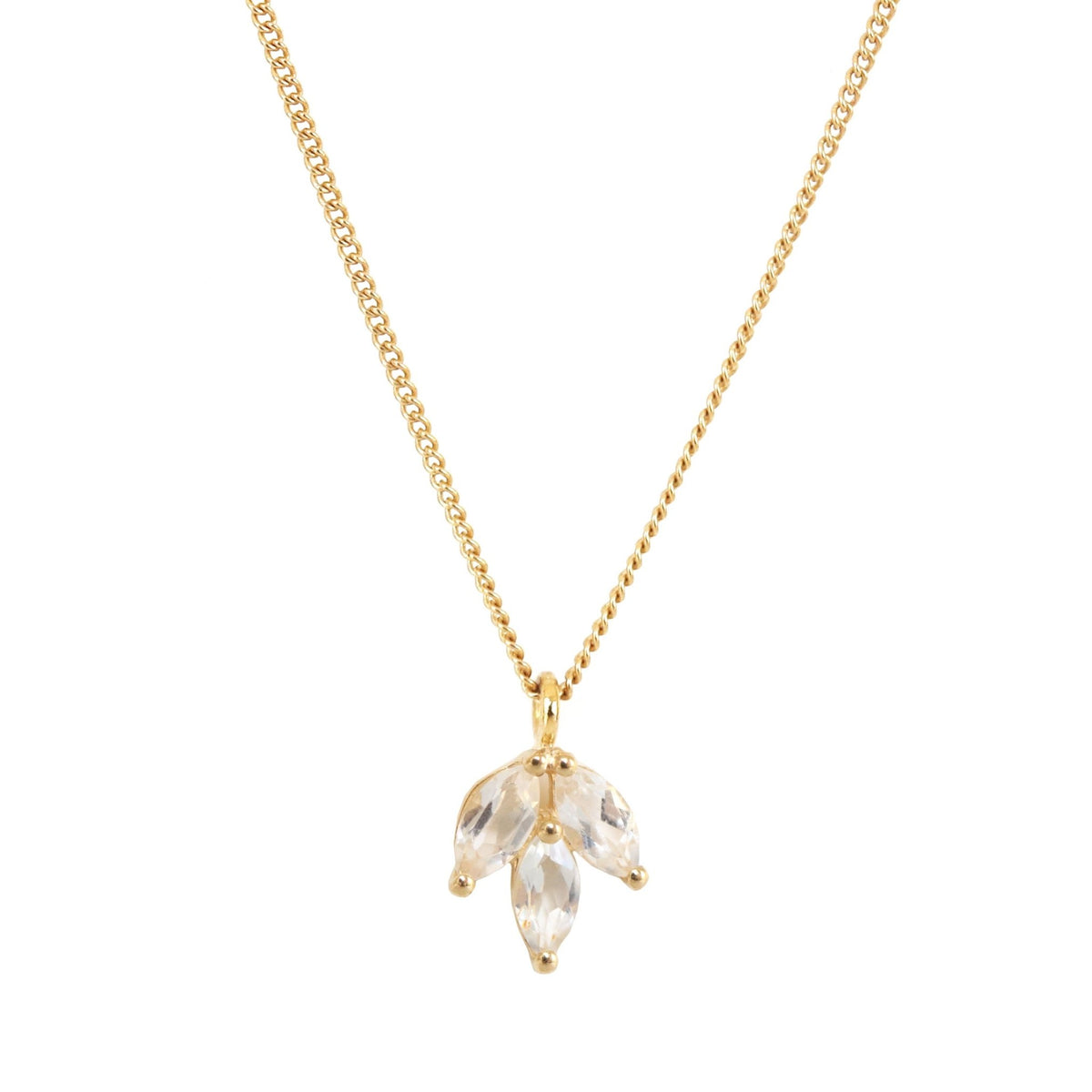 FRAICHE INSPIRE CRYSTAL OLIVE LEAF NECKLACE - WHITE TOPAZ &amp; GOLD - SO PRETTY CARA COTTER
