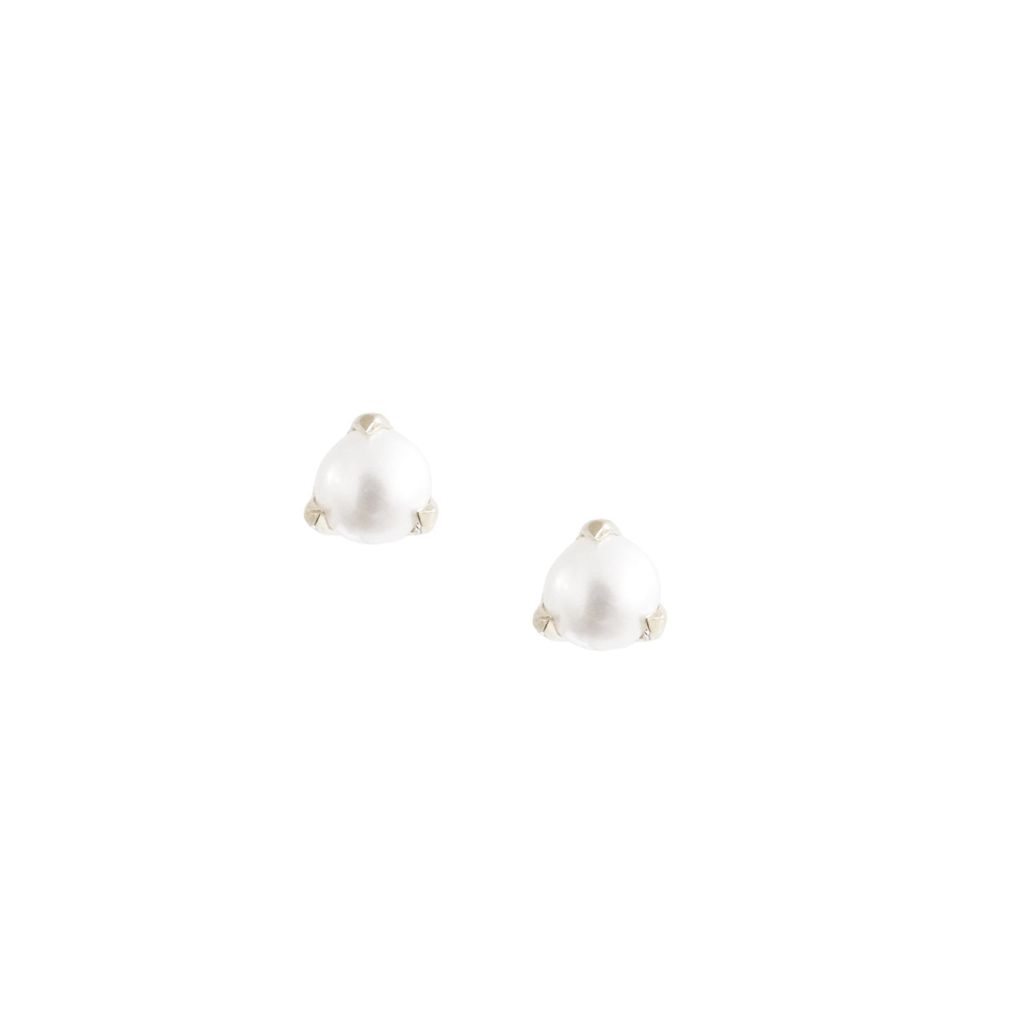 FRAICHE INSPIRE MINI SOLITAIRE STUDS - PEARL & SILVER - SO PRETTY CARA COTTER