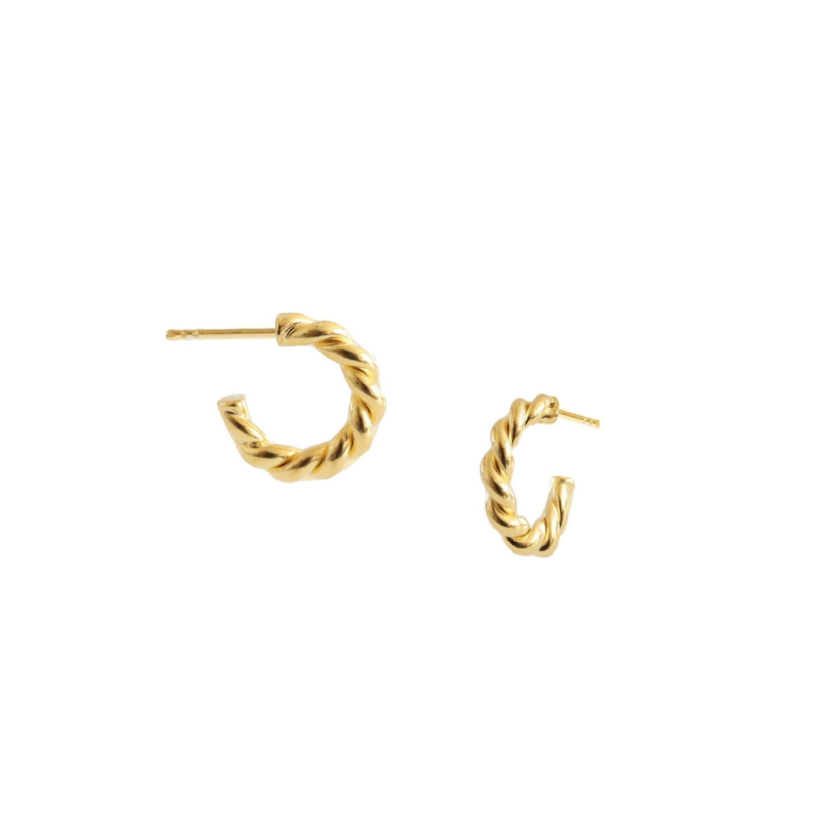 FRAICHE INSPIRE MINI TWISTED CYLINDER HOOPS - GOLD - SO PRETTY CARA COTTER