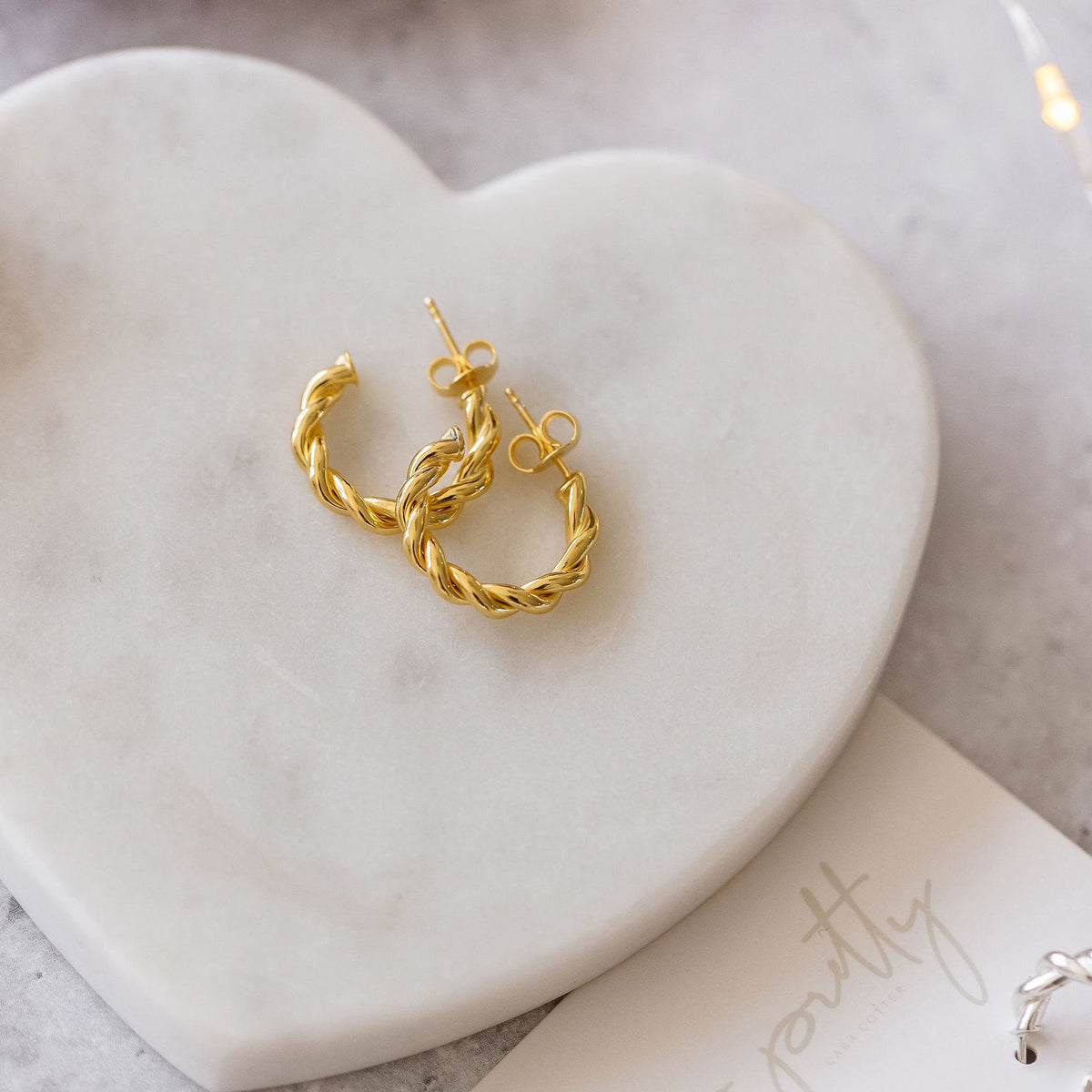 FRAICHE INSPIRE MINI TWISTED CYLINDER HOOPS - GOLD - SO PRETTY CARA COTTER