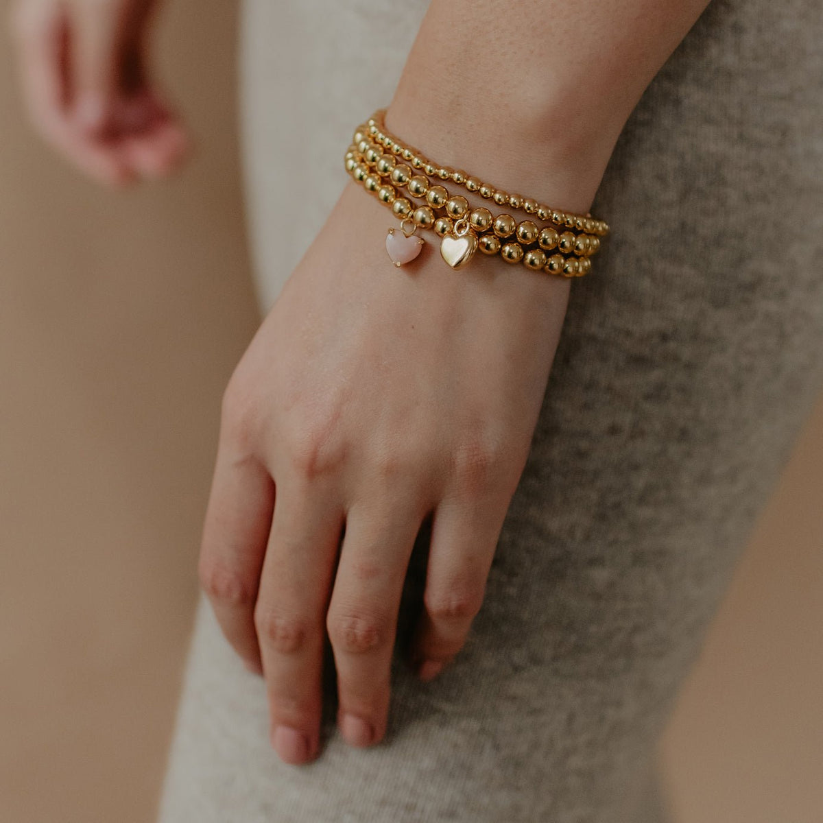 TFC Bold and Gold Pearl Bead Stacked Bracelet