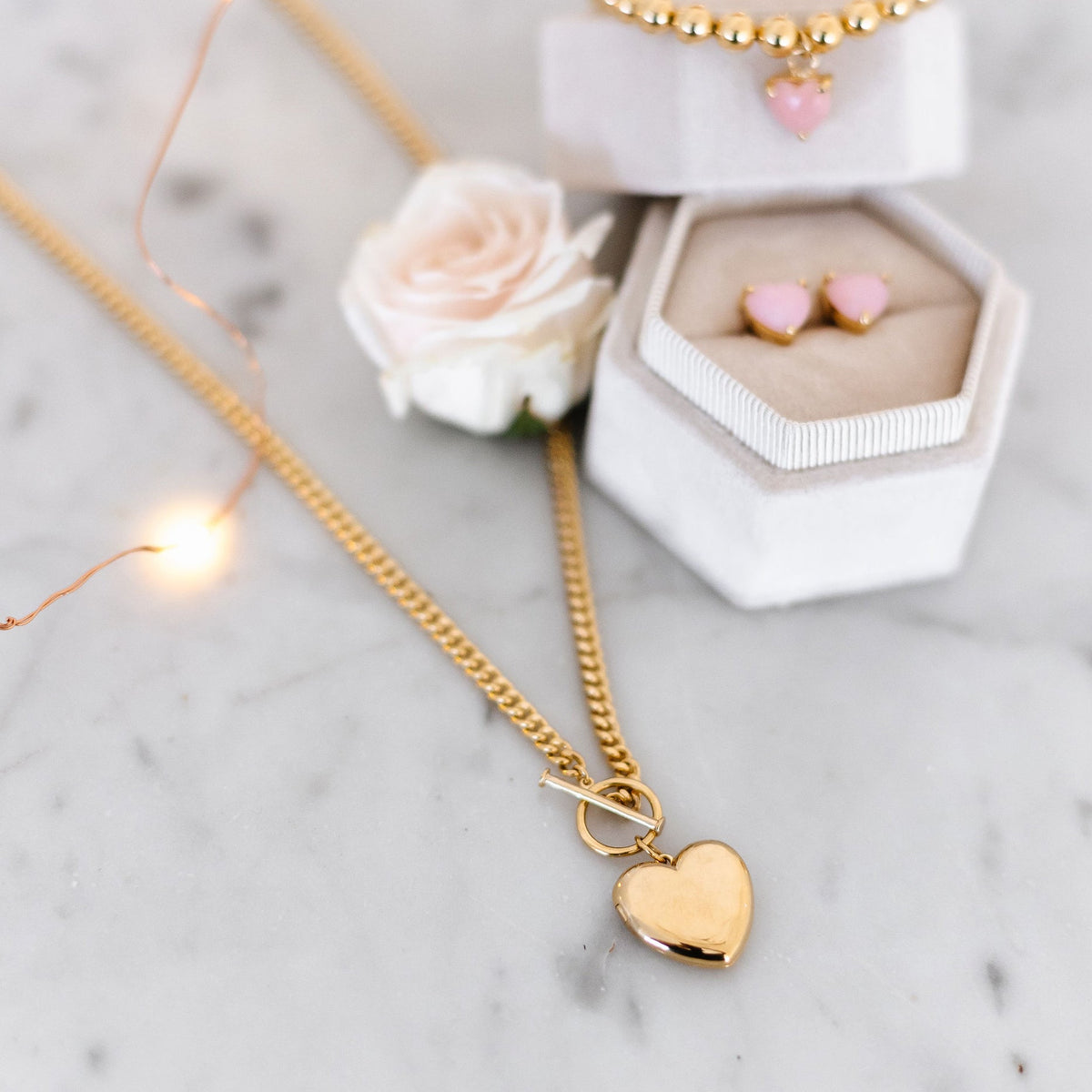 FRAICHE INSPIRE SWEETHEART LOCKET NECKLACE - GOLD - SO PRETTY CARA COTTER