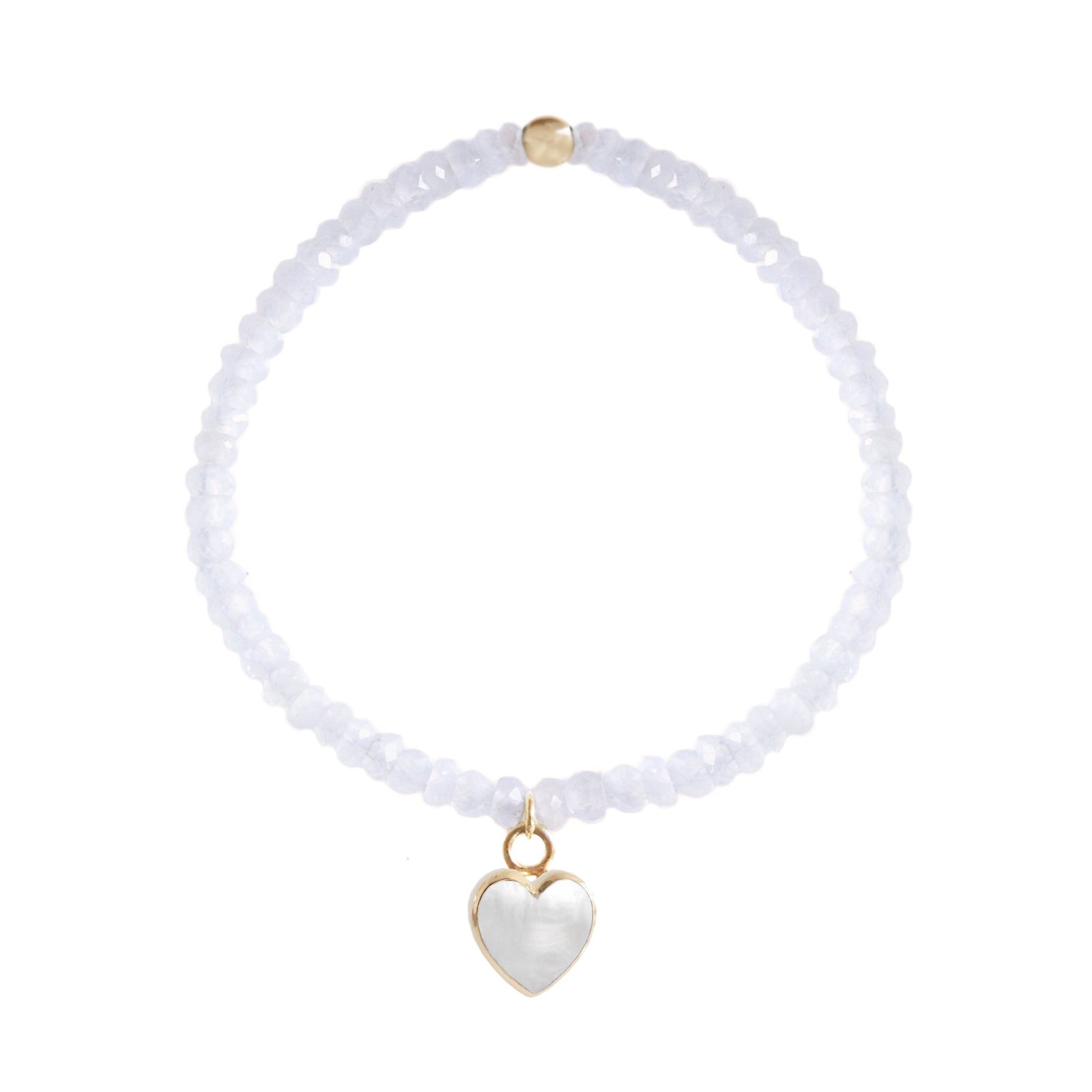 FRAICHE INSPIRE SWEETHEART STRETCH BRACELET - MOONSTONE, MOTHER OF PEARL & GOLD - SO PRETTY CARA COTTER