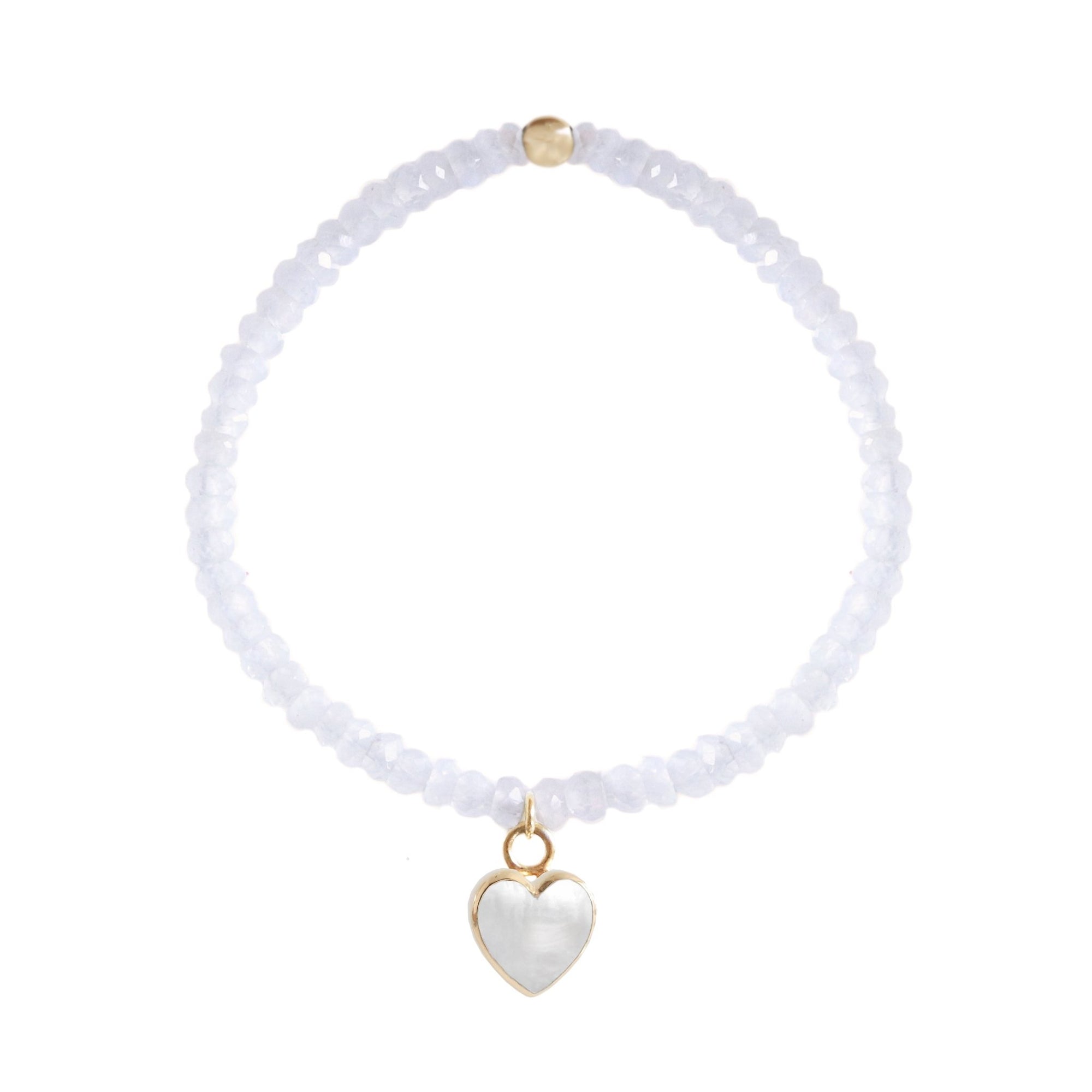 FRAICHE INSPIRE SWEETHEART STRETCH BRACELET - MOONSTONE, MOTHER OF PEARL & GOLD - SO PRETTY CARA COTTER