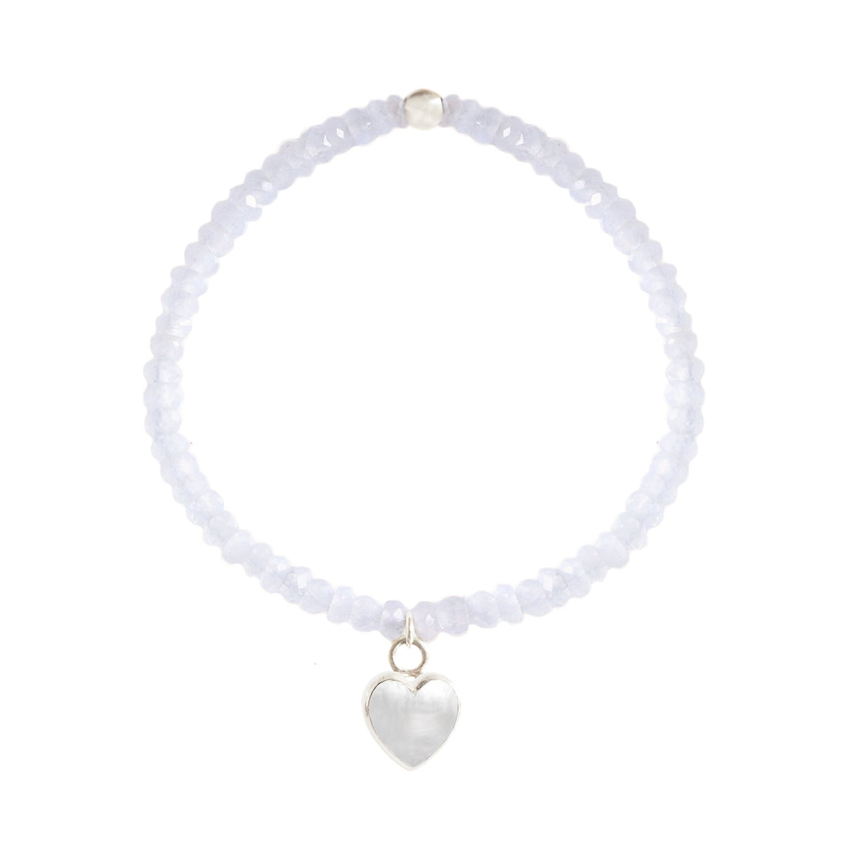 FRAICHE INSPIRE SWEETHEART STRETCH BRACELET - MOONSTONE, MOTHER OF PEARL &amp; SILVER - SO PRETTY CARA COTTER