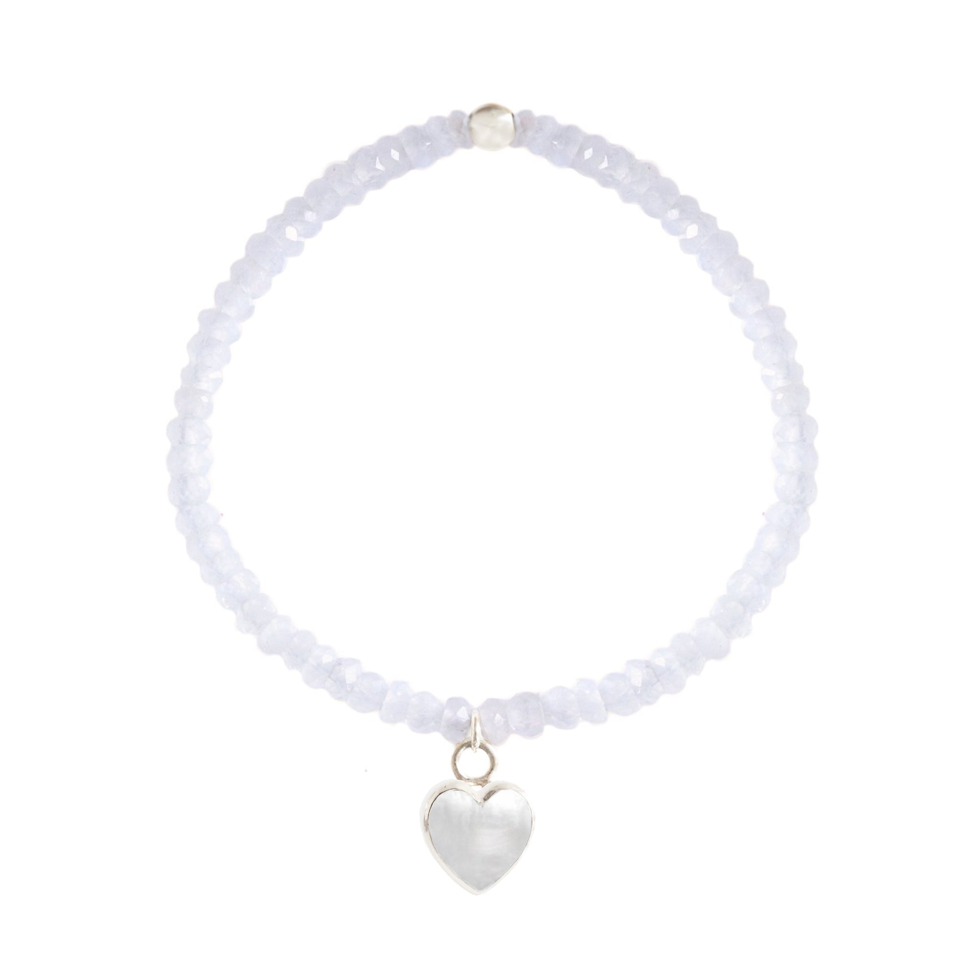 FRAICHE INSPIRE SWEETHEART STRETCH BRACELET - MOONSTONE, MOTHER OF PEARL & SILVER - SO PRETTY CARA COTTER