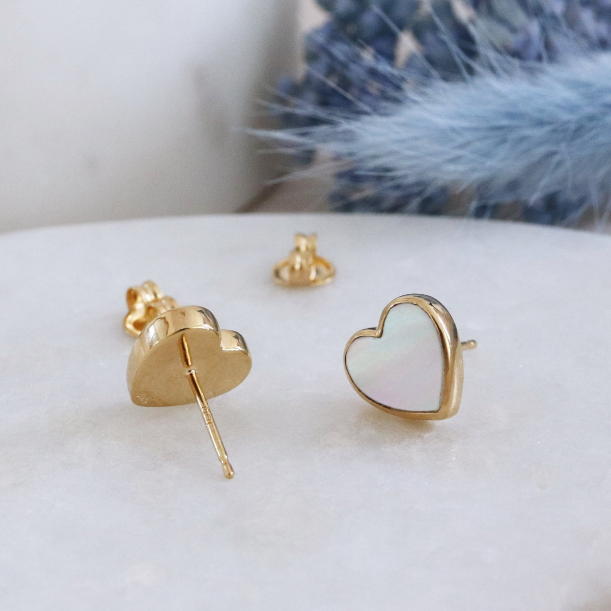 FRAICHE INSPIRE SWEETHEART STUDS - MOTHER OF PEARL &amp; GOLD - SO PRETTY CARA COTTER