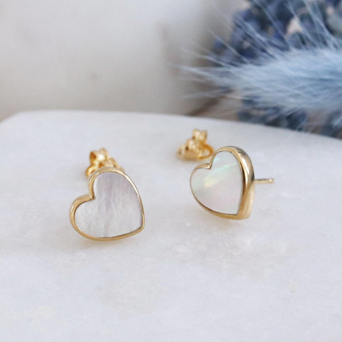 FRAICHE INSPIRE SWEETHEART STUDS - MOTHER OF PEARL &amp; GOLD - SO PRETTY CARA COTTER