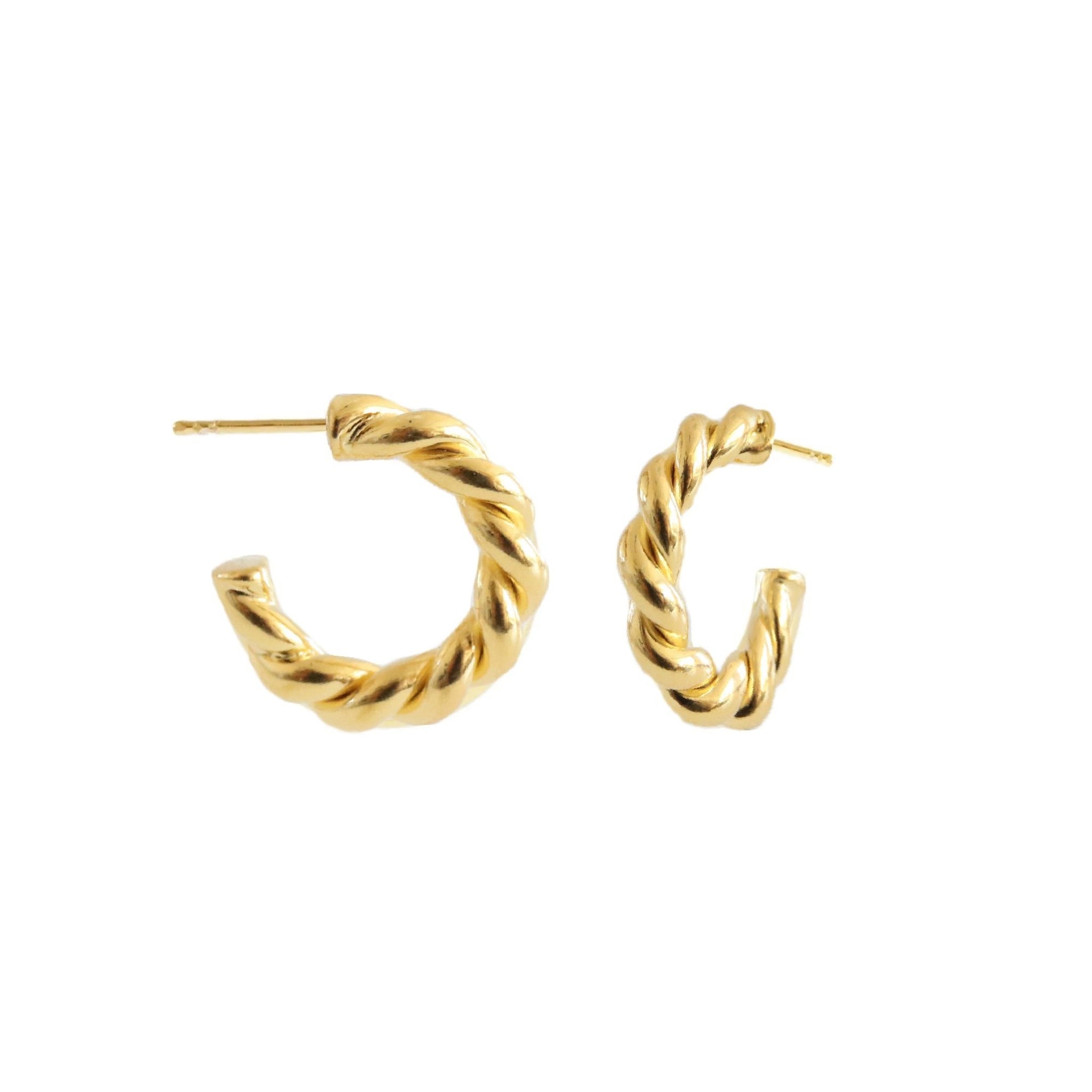 FRAICHE INSPIRE TWISTED CYLINDER HOOPS - GOLD - SO PRETTY CARA COTTER