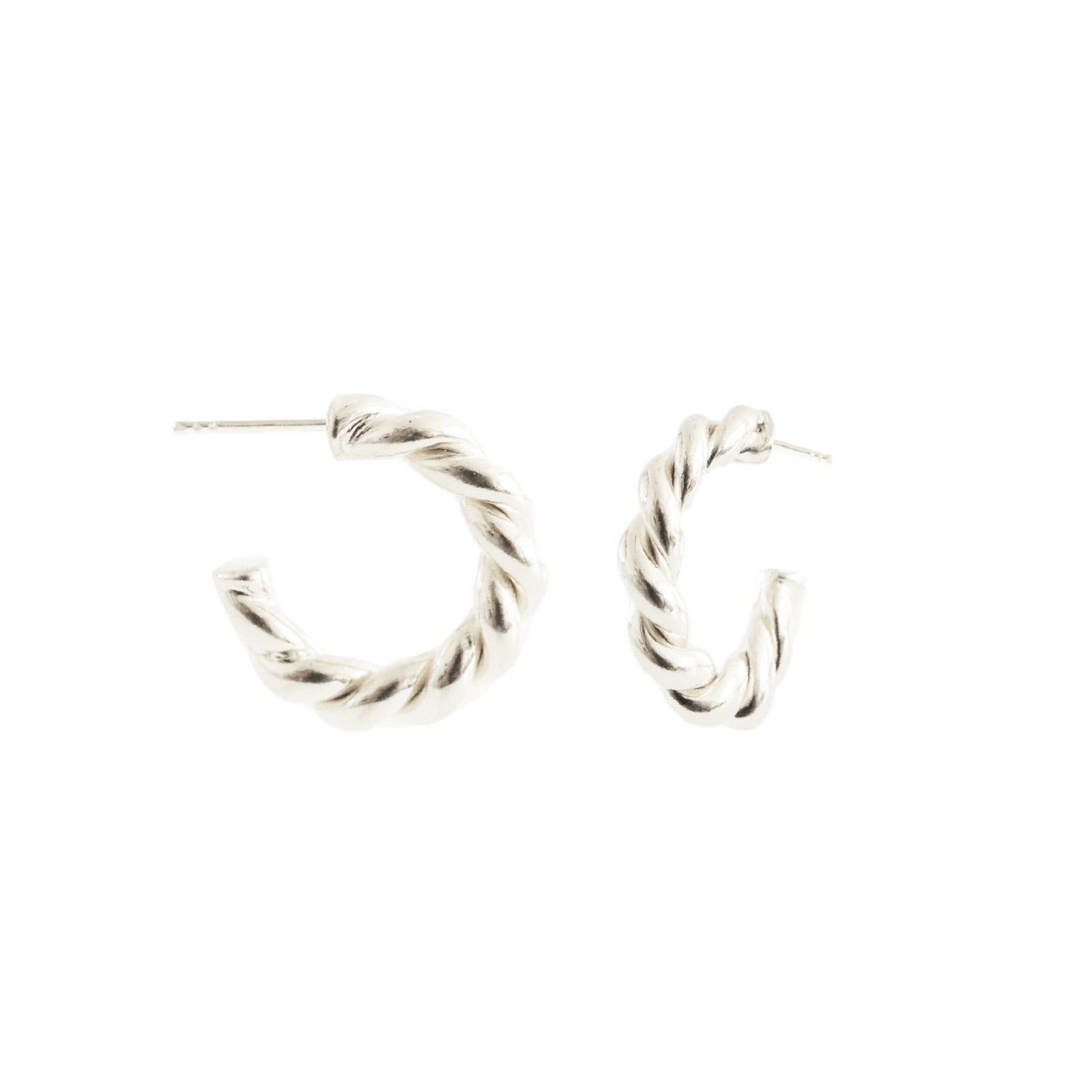 FRAICHE INSPIRE TWISTED CYLINDER HOOPS - SILVER - SO PRETTY CARA COTTER