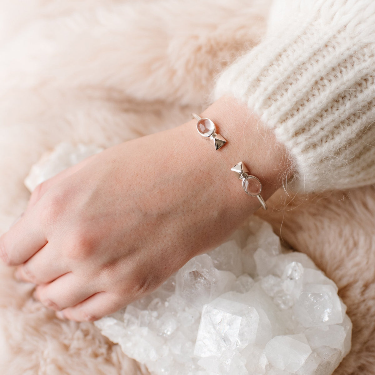 GLEE CUFF - ROCK CRYSTAL &amp; SILVER - SO PRETTY CARA COTTER