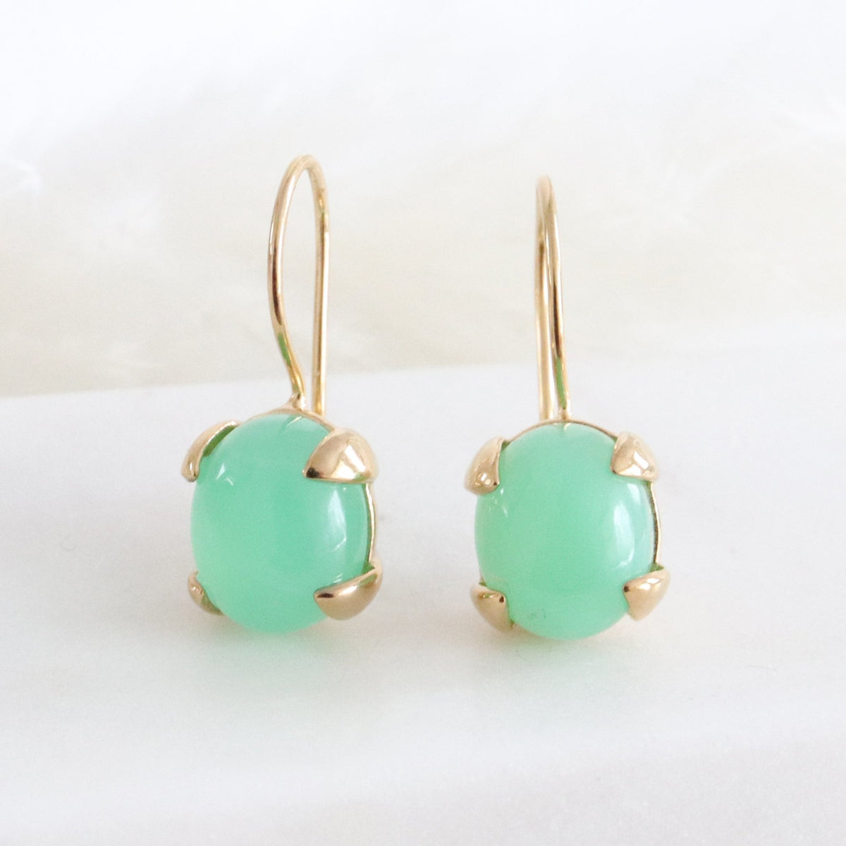 GLEE DROP EARRINGS - CHRYSOPRASE &amp; GOLD - SO PRETTY CARA COTTER