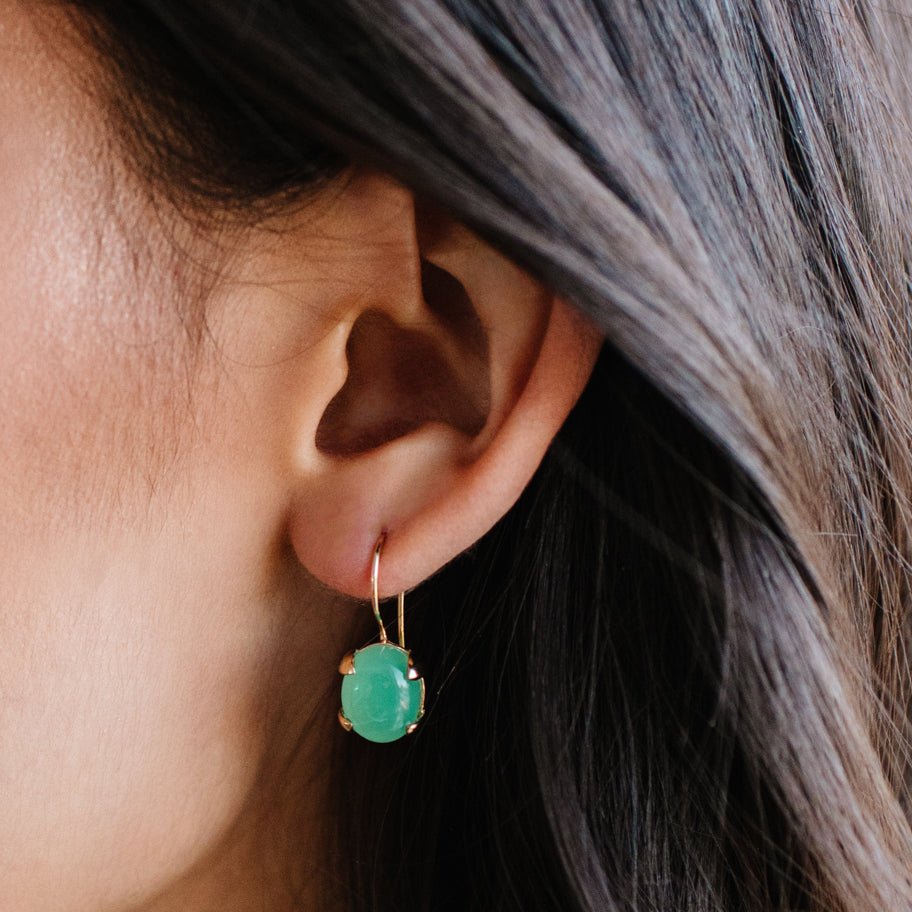 GLEE DROP EARRINGS - CHRYSOPRASE & GOLD - SO PRETTY CARA COTTER