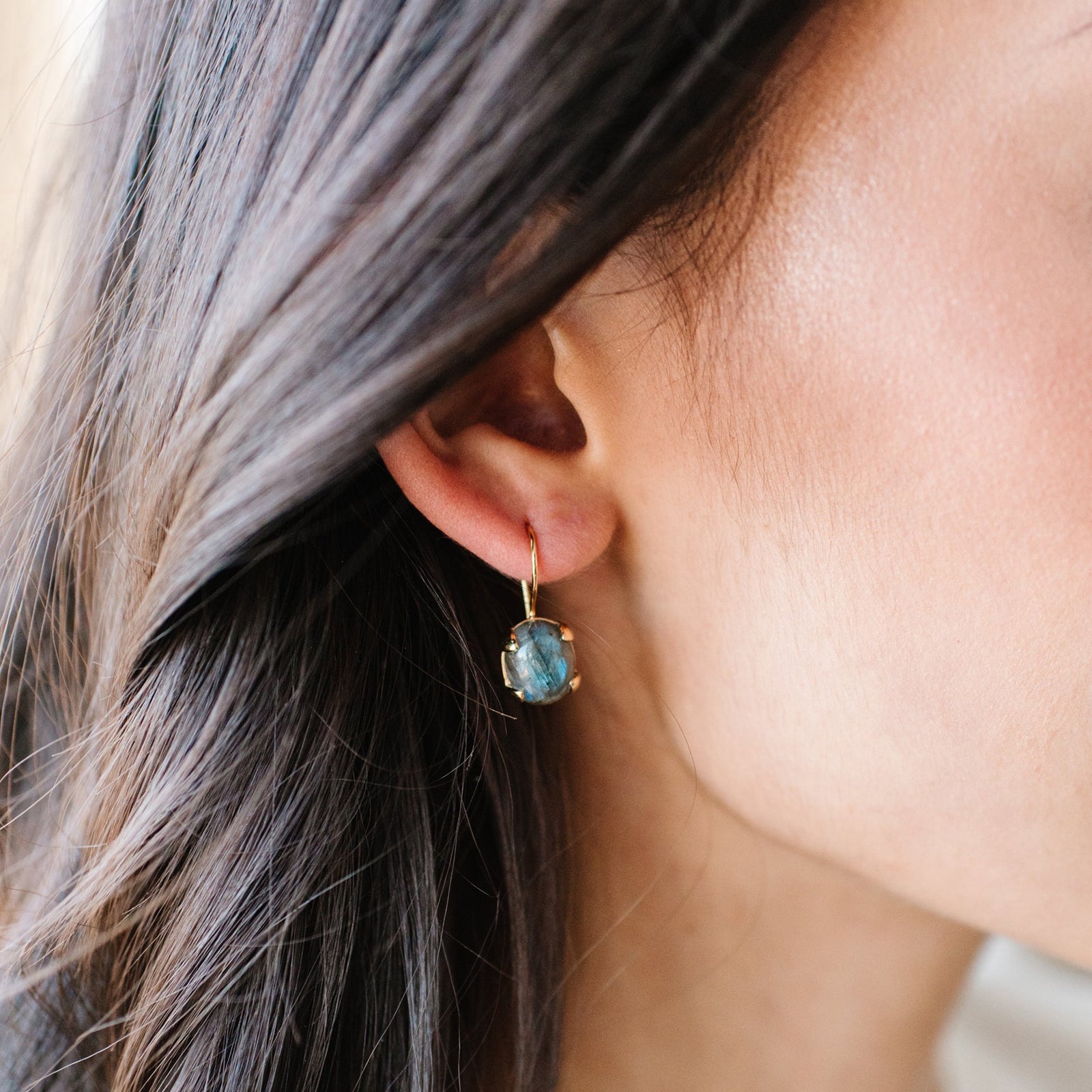 GLEE DROP EARRINGS - LABRADORITE & GOLD - SO PRETTY CARA COTTER