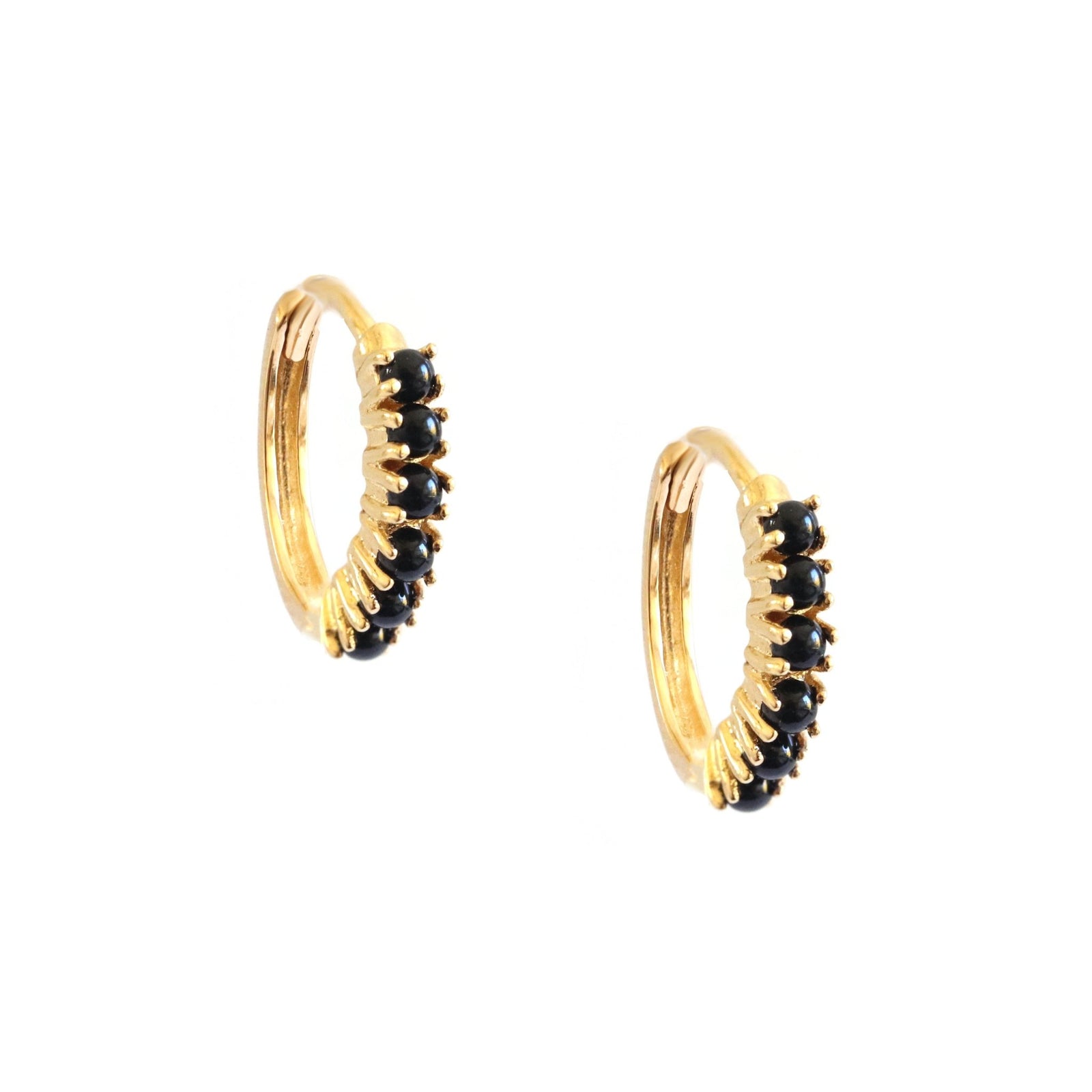 GLEE HUGGIE HOOPS - BLACK ONYX & GOLD - SO PRETTY CARA COTTER