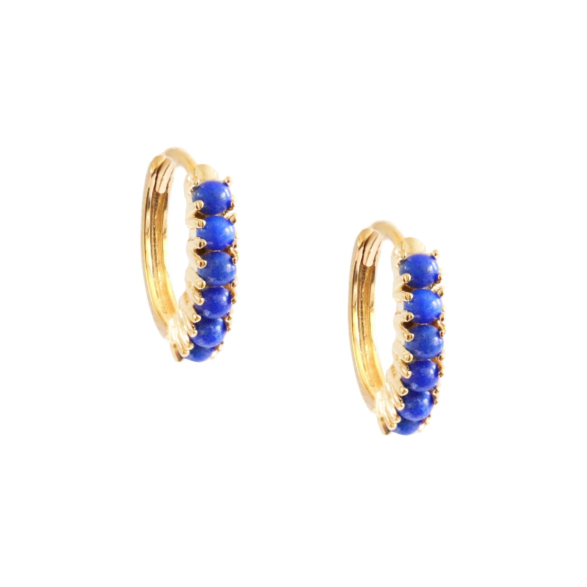 GLEE HUGGIE HOOPS - LAPIS & GOLD - SO PRETTY CARA COTTER