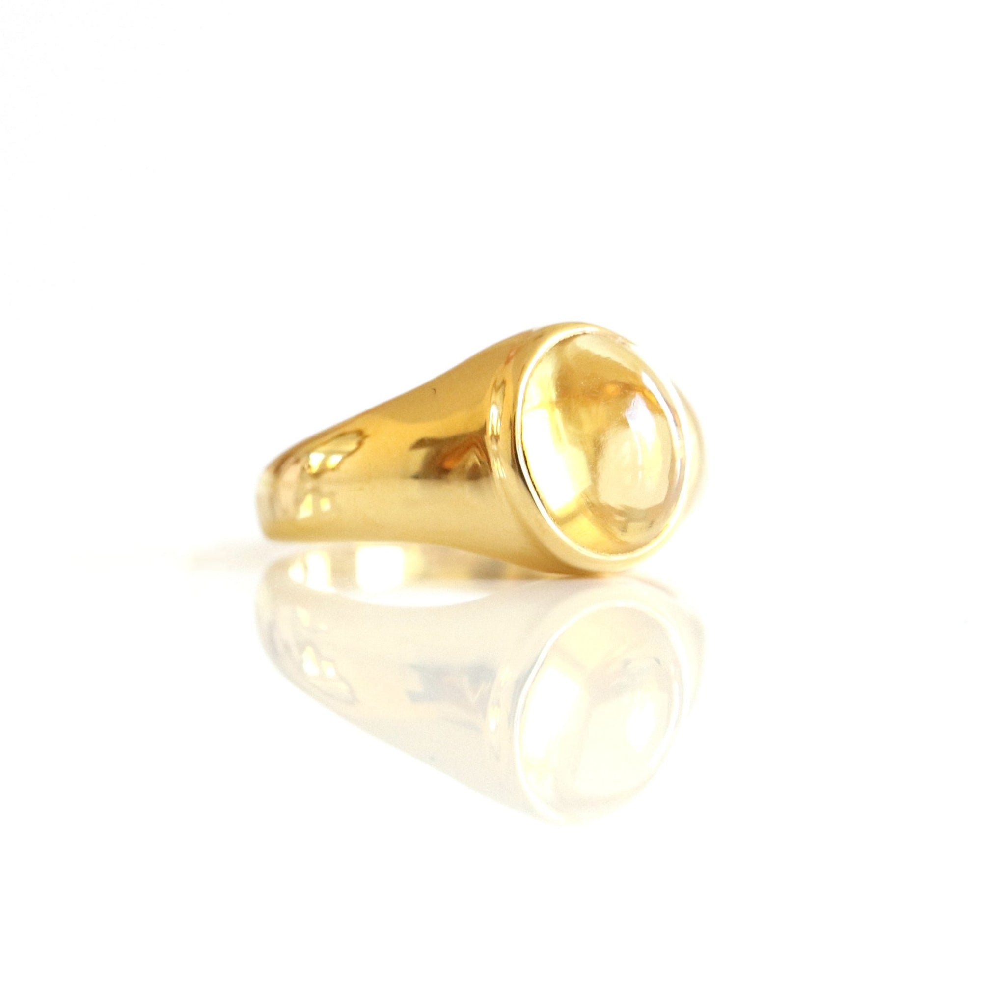 GLEE OVAL SIGNET RING - CITRINE & GOLD - SO PRETTY CARA COTTER
