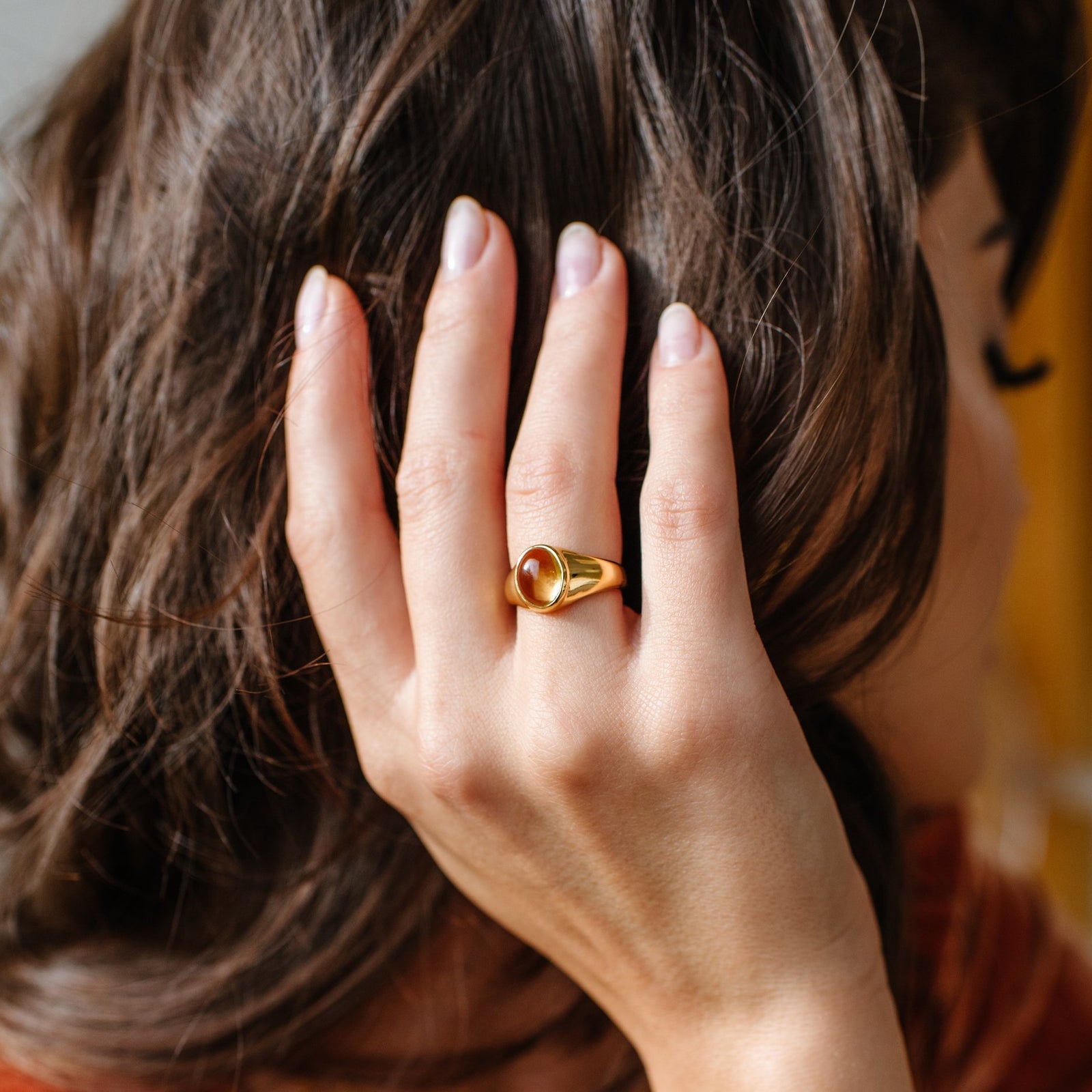 GLEE OVAL SIGNET RING - CITRINE & GOLD - SO PRETTY CARA COTTER