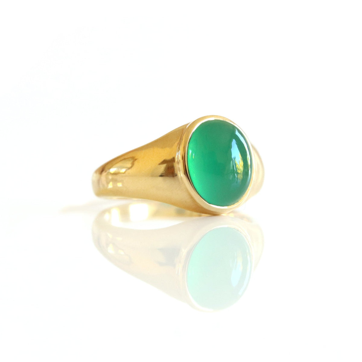 GLEE OVAL SIGNET RING - GREEN ONYX &amp; GOLD - SO PRETTY CARA COTTER