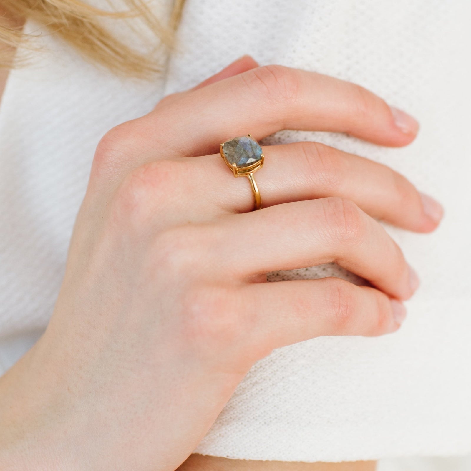 GLEE RING - LABRADORITE & GOLD - SO PRETTY CARA COTTER