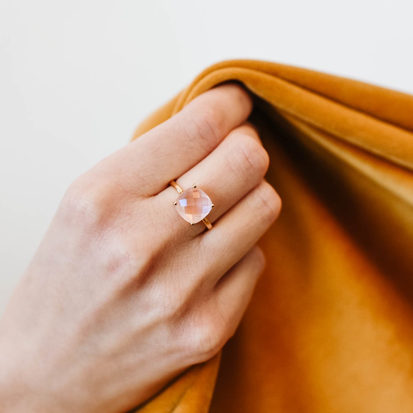 GLEE RING - PINK QUARTZ & GOLD - SO PRETTY CARA COTTER