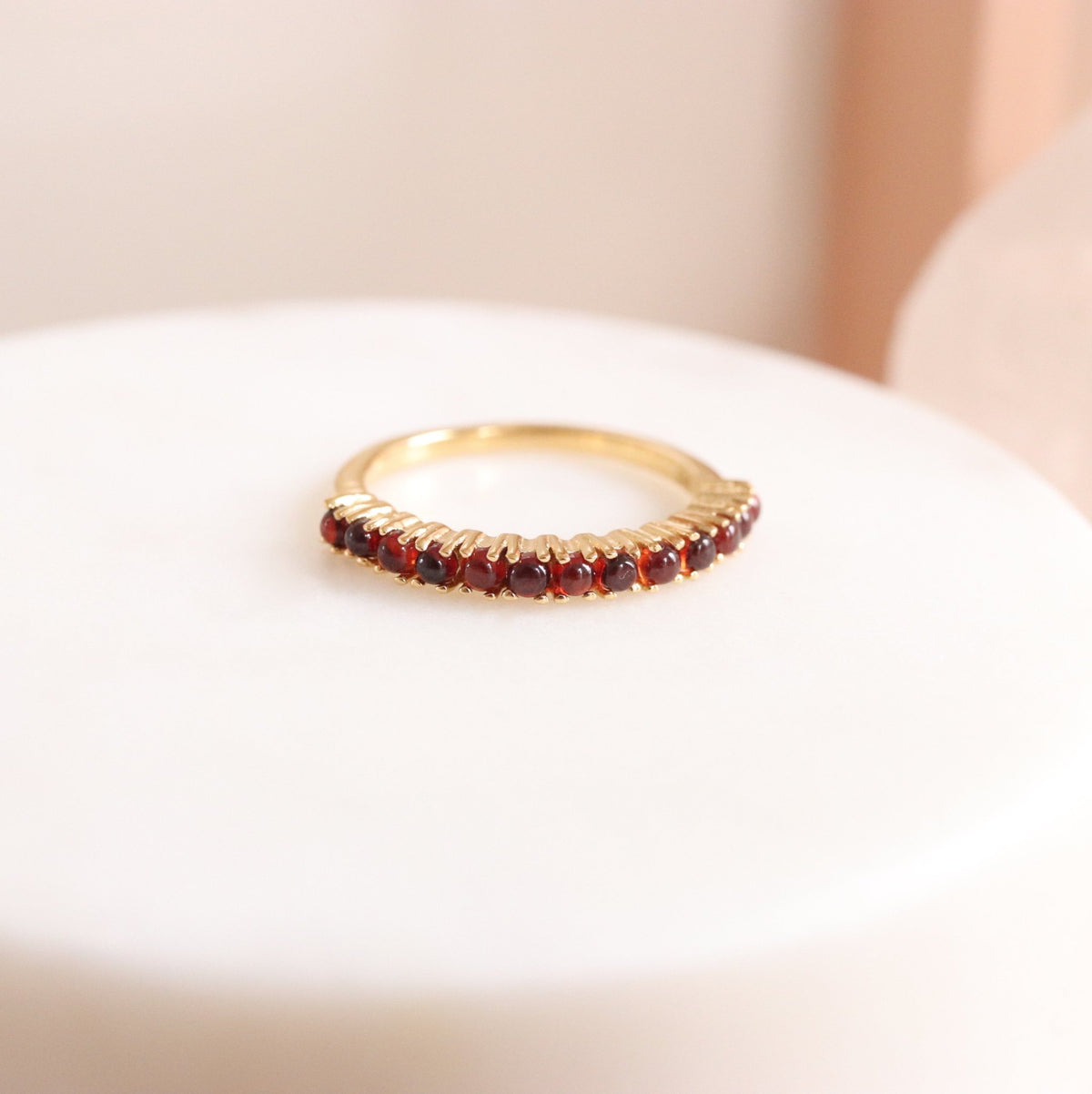 GLEE THIN BAND RING - GARNET &amp; GOLD - SO PRETTY CARA COTTER