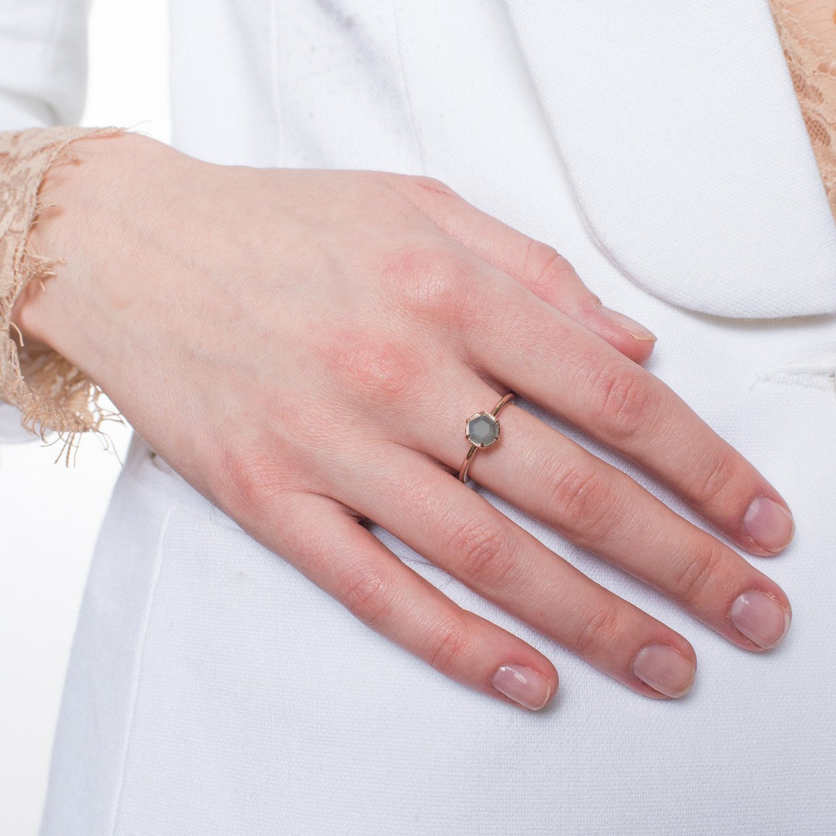GRACE RING GREY MOONSTONE &amp; ROSE GOLD - SO PRETTY CARA COTTER