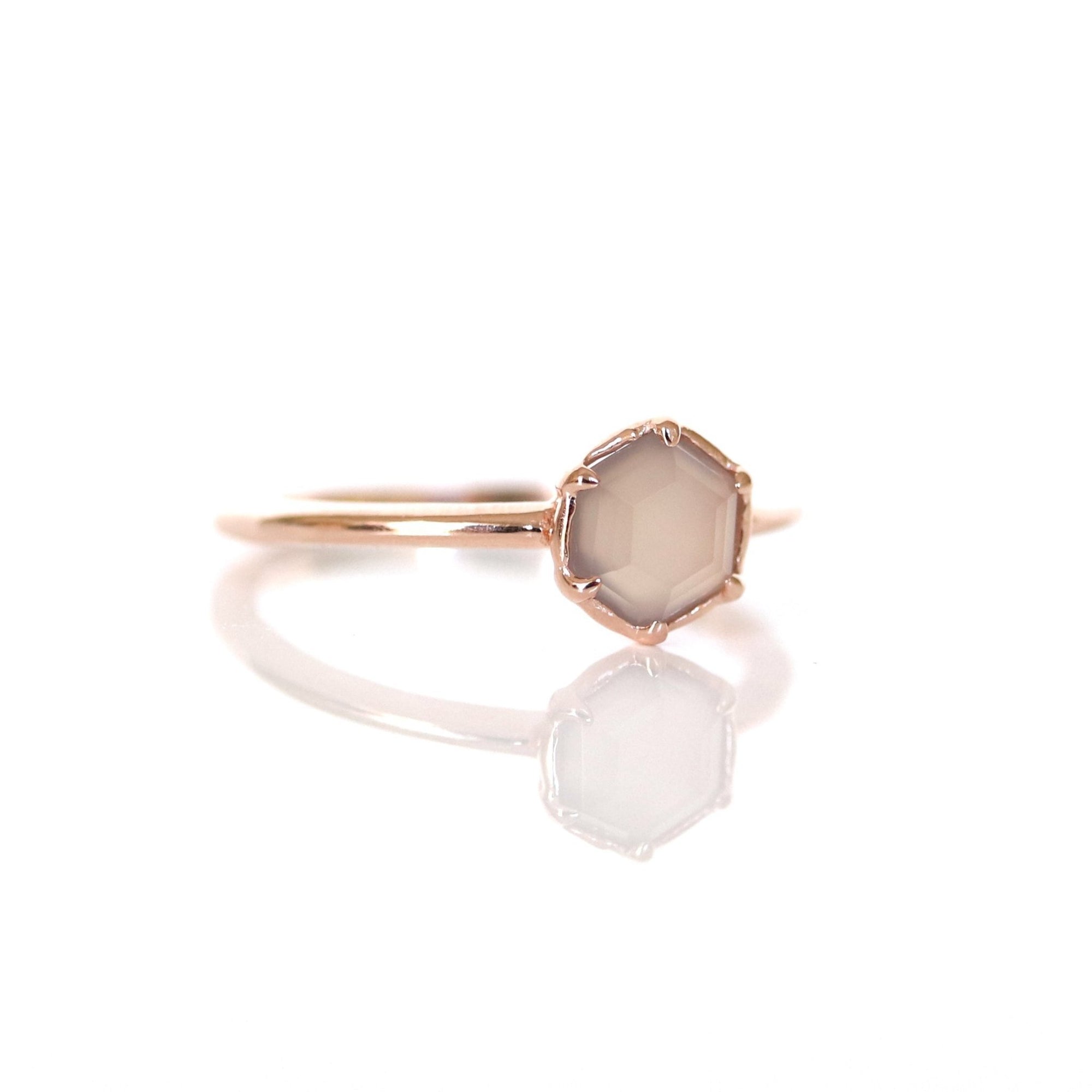 GRACE RING GREY MOONSTONE & ROSE GOLD - SO PRETTY CARA COTTER