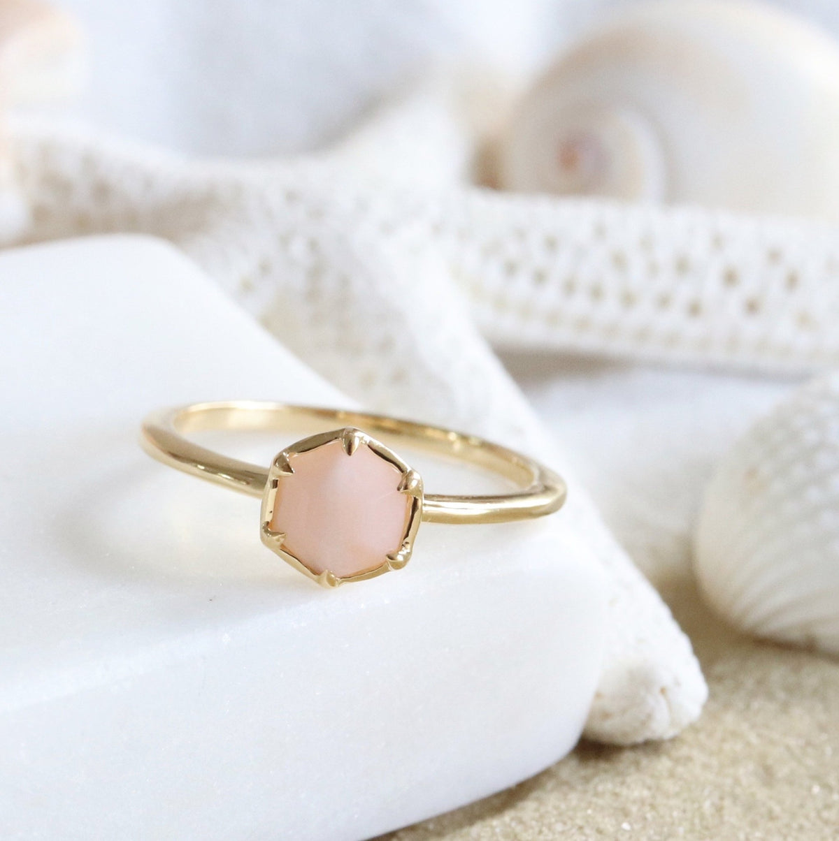 GRACE RING - PINK OPAL &amp; GOLD - SO PRETTY CARA COTTER