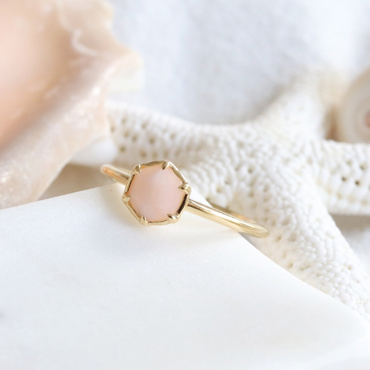GRACE RING - PINK OPAL &amp; GOLD - SO PRETTY CARA COTTER