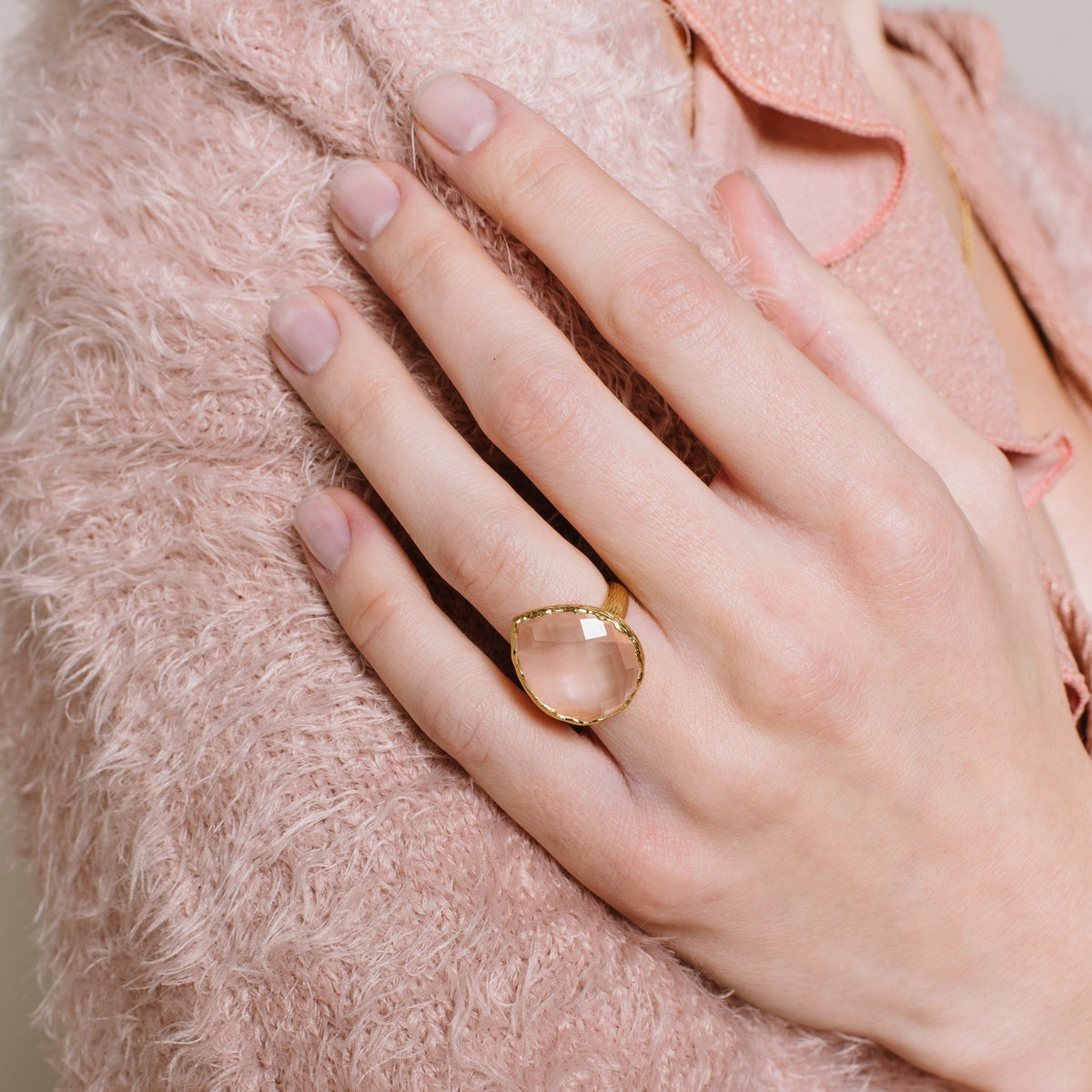 HARMONY RING - PINK QUARTZ &amp; GOLD - SO PRETTY CARA COTTER