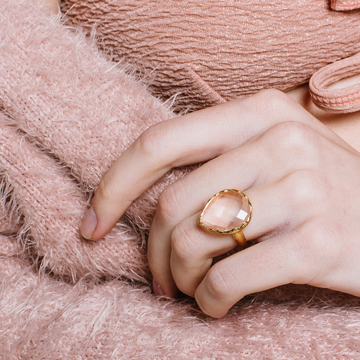 HARMONY RING - PINK QUARTZ &amp; GOLD - SO PRETTY CARA COTTER